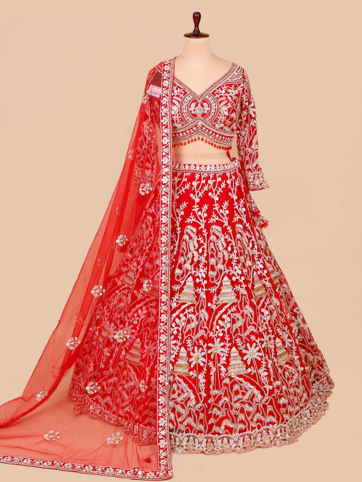 MyFashion KLS-2076 Crimson Red Designer Net Lehenga