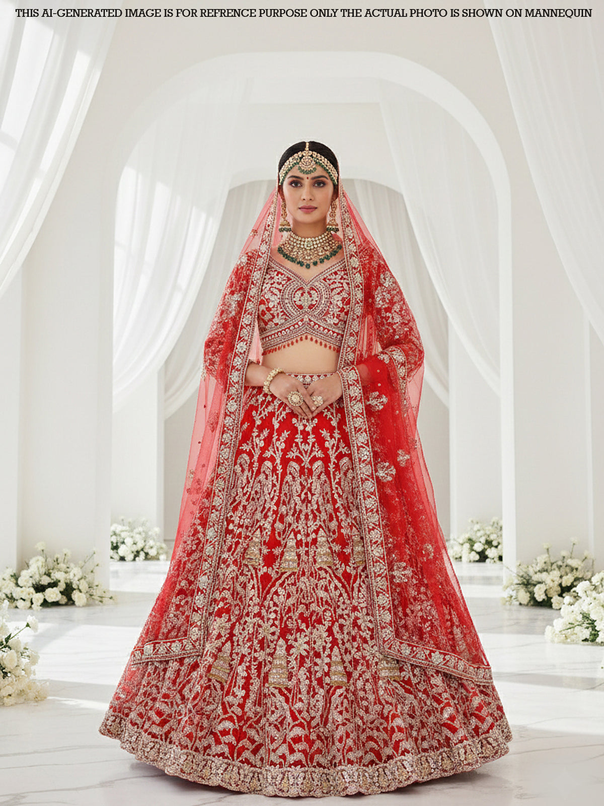 MyFashion KLS-2076 Crimson Red Designer Net Lehenga