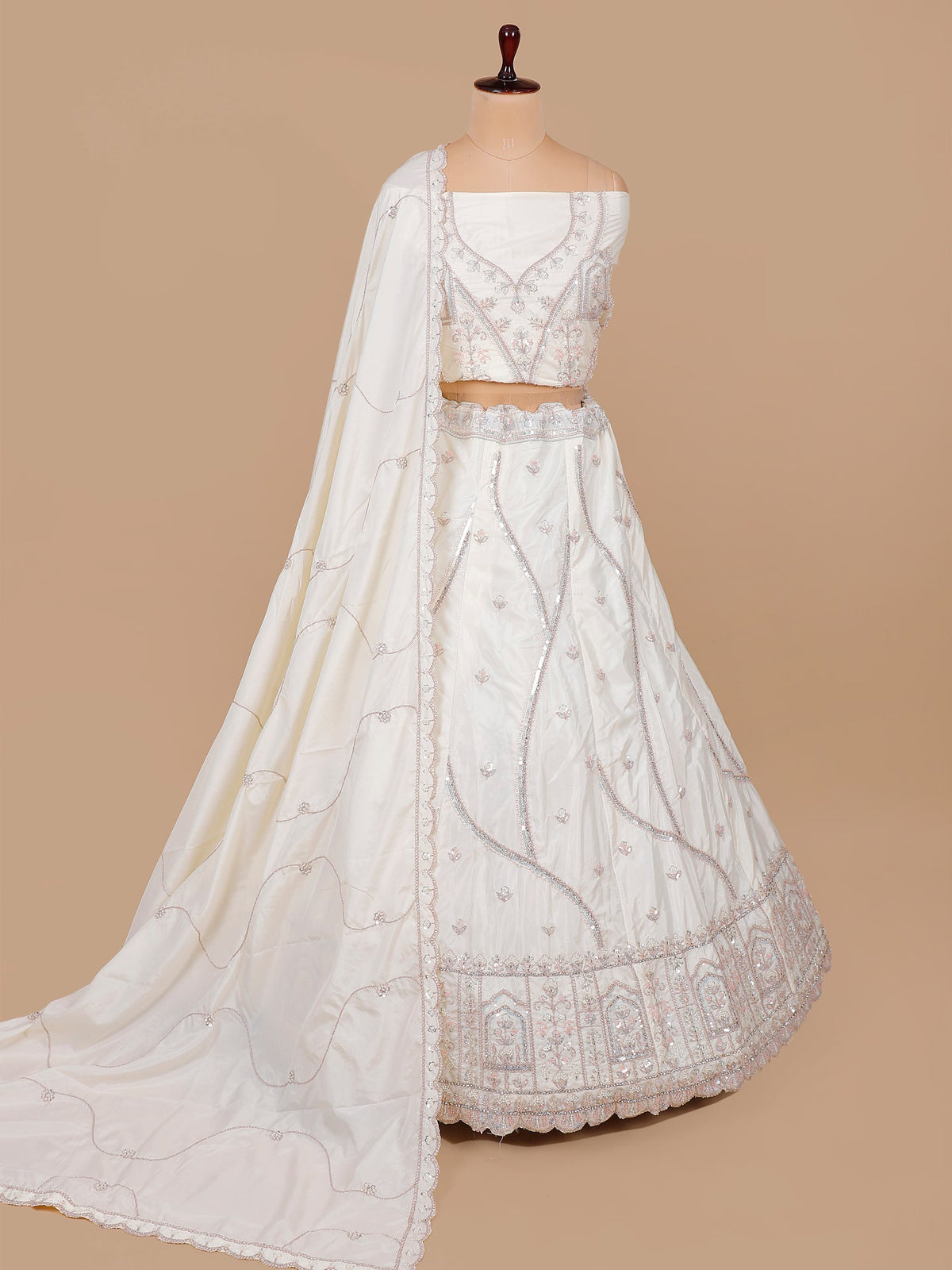 MyFashion KLS-2084 Moonlight White Crystal-Glow Sequence Lehenga