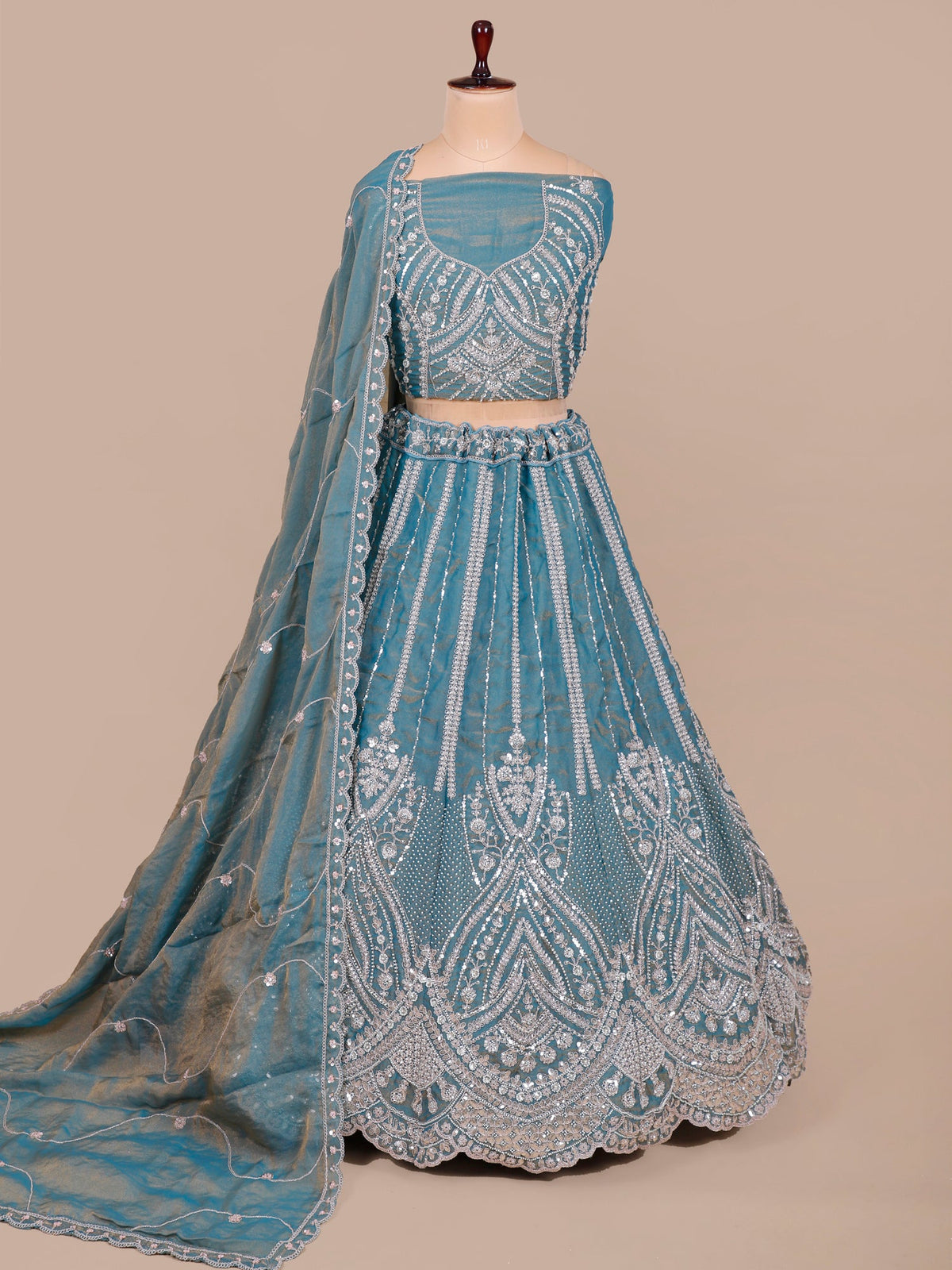 MyFashion KLS-2087 Ocean Pearl Blue Luxe Beads & Sequence Lehenga