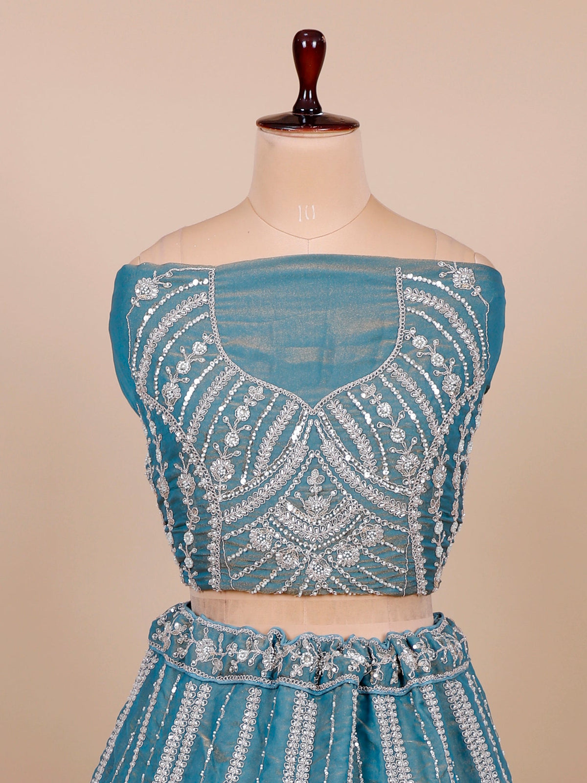 MyFashion KLS-2087 Ocean Pearl Blue Luxe Beads & Sequence Lehenga