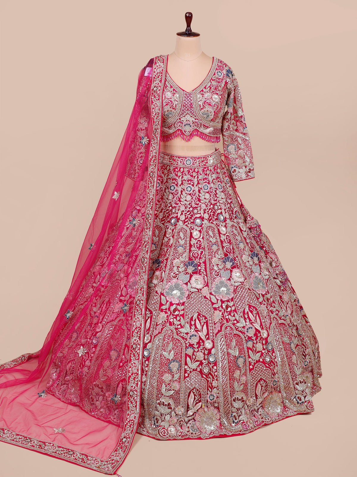 MyFashion KLS-2091 Rani Pink Net Lehenga With Premium Multi Handwork Embroidery