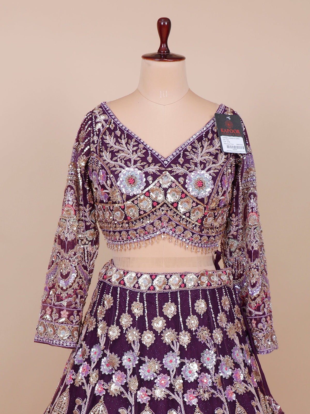 MyFashion KLS-2100 Purple Crystal Bloom Lehenga With Jarkan & Beads