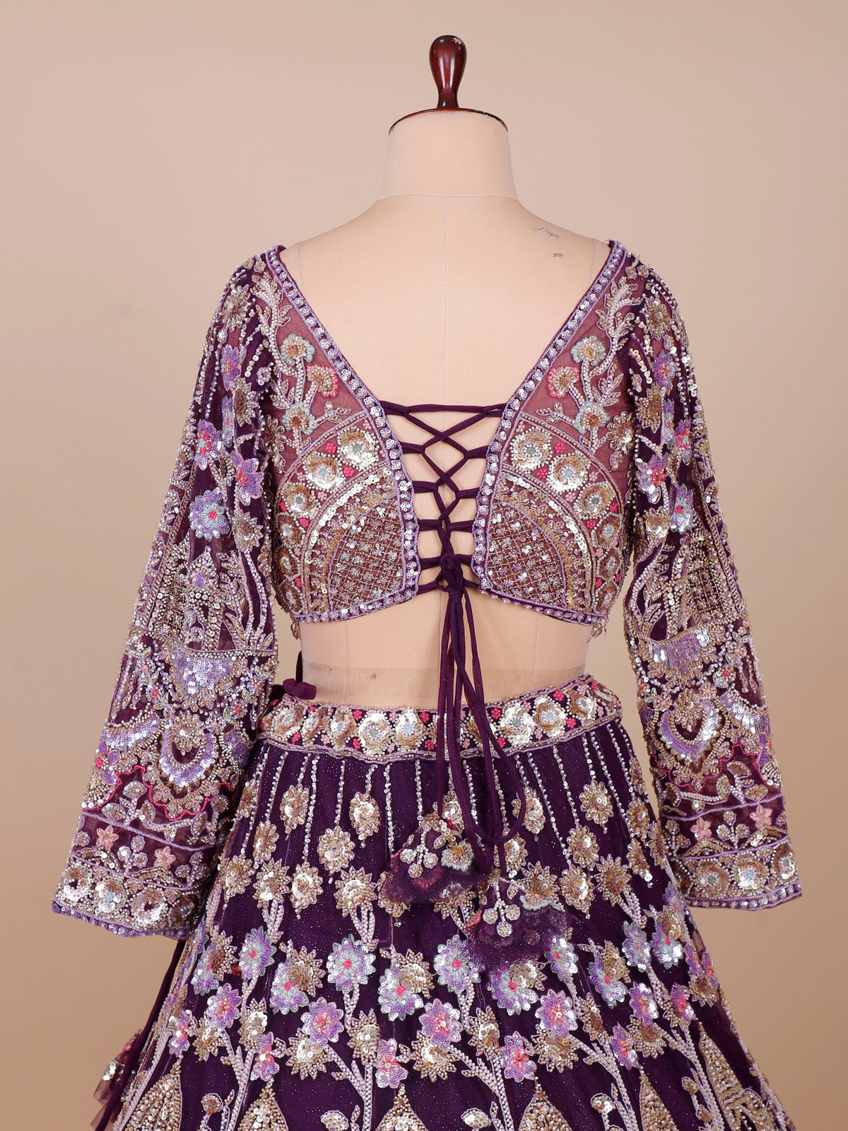 MyFashion KLS-2100 Purple Crystal Bloom Lehenga With Jarkan & Beads