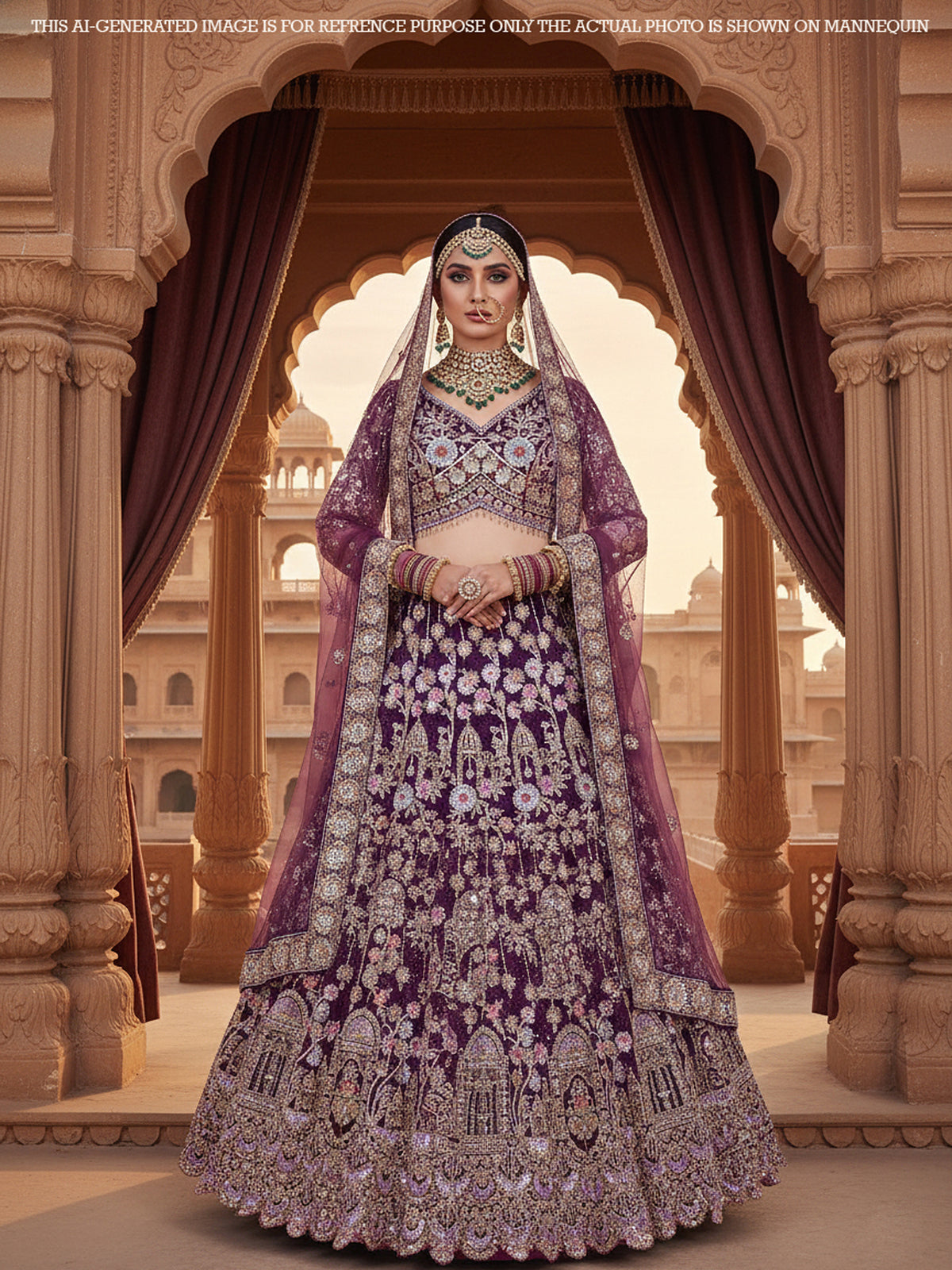 MyFashion KLS-2100 Purple Crystal Bloom Lehenga With Jarkan & Beads