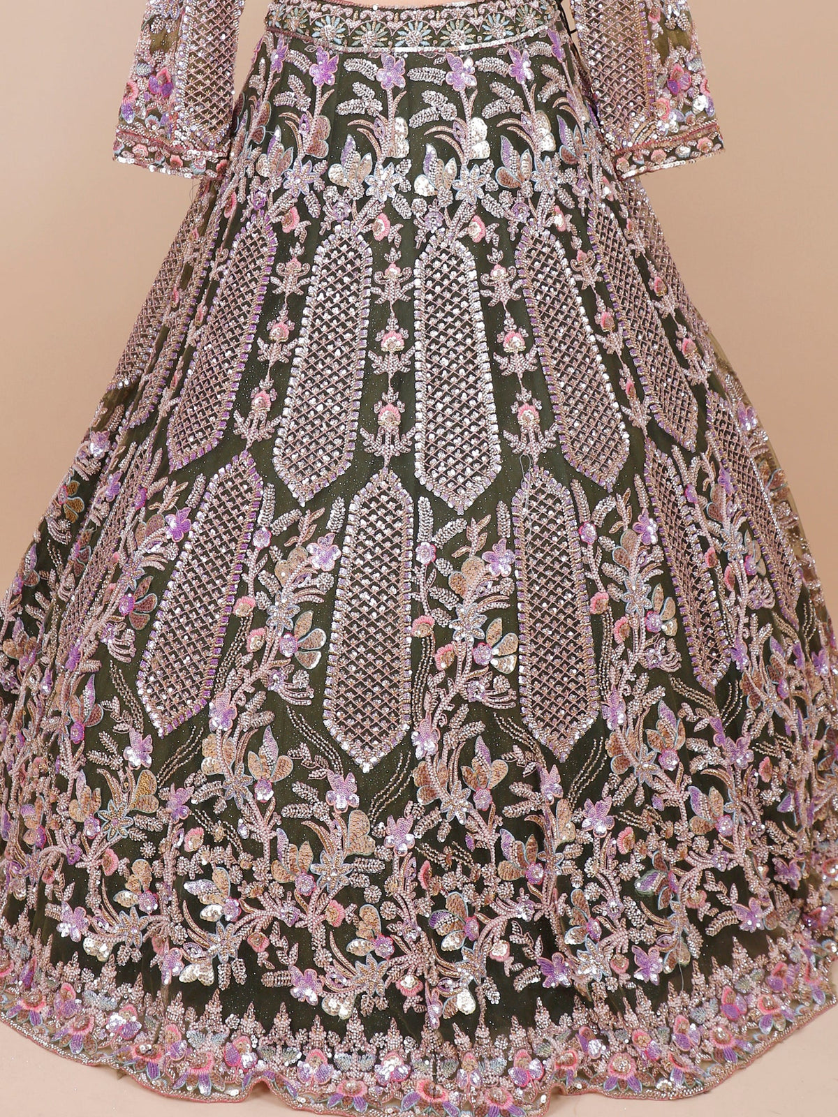MyFashion KLS-2101 Mehendi Celestial Glow Jarkan Stones Lehenga