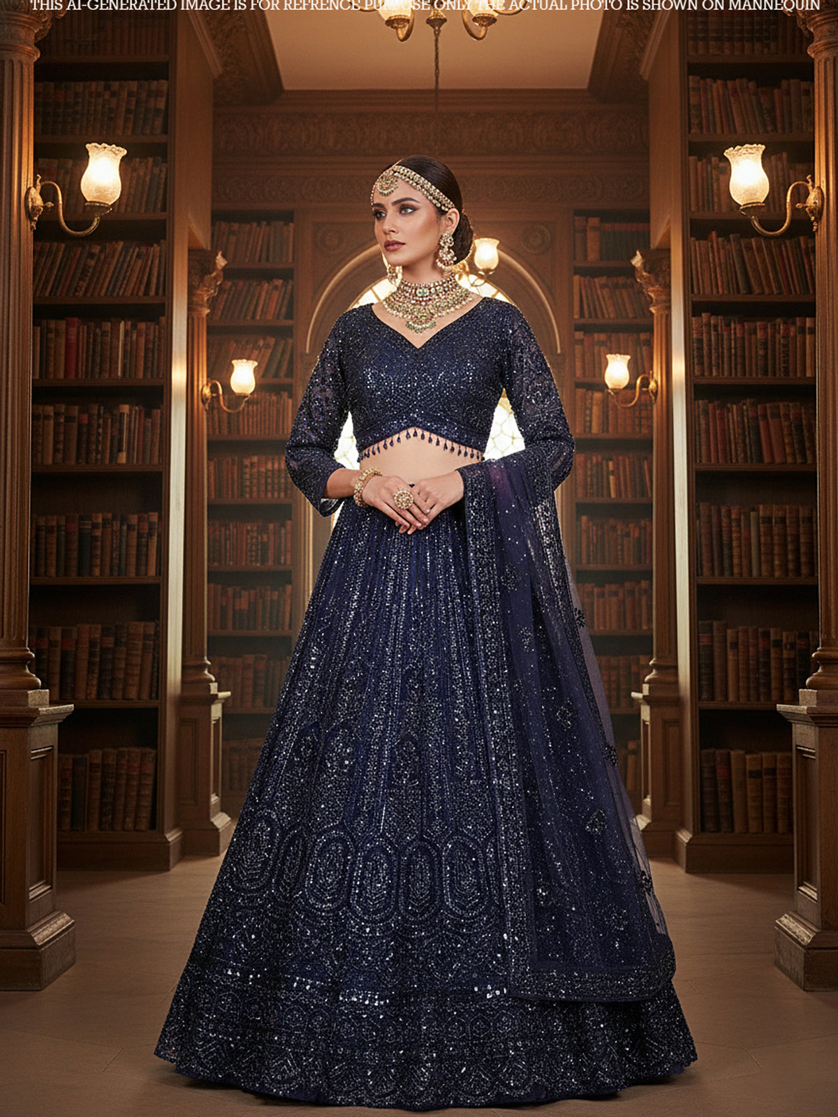 MyFashion KLS-2104 Navy Majestic Stardust Beads Lehenga