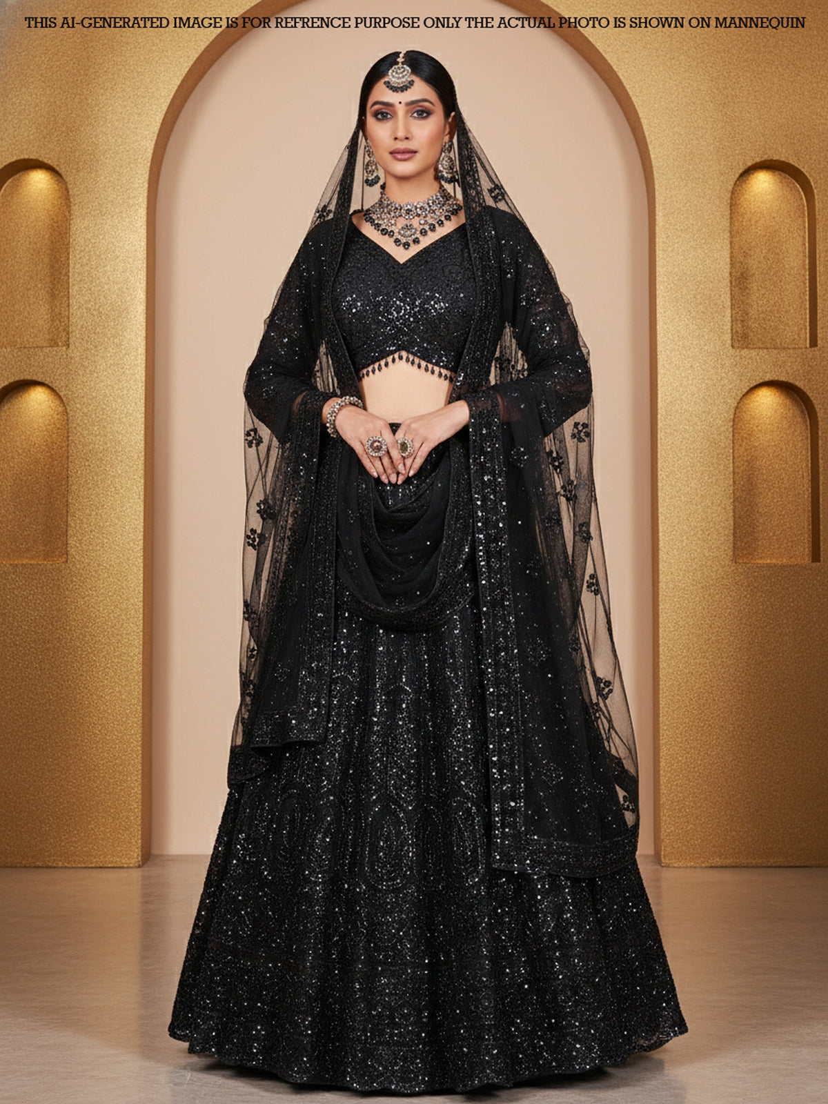 MyFashion KLS-2105 Black Ember Luxe Lehenga With Beads Sequence