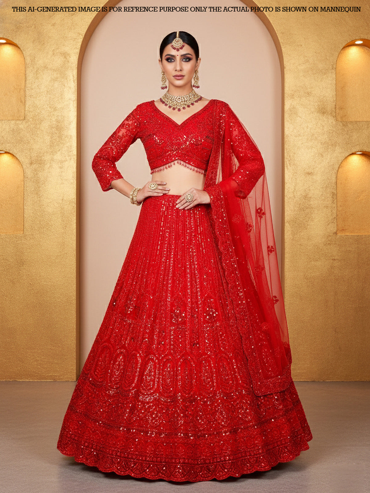 MyFashion KLS-2106 Red Royale Flame Lehenga With Sequence