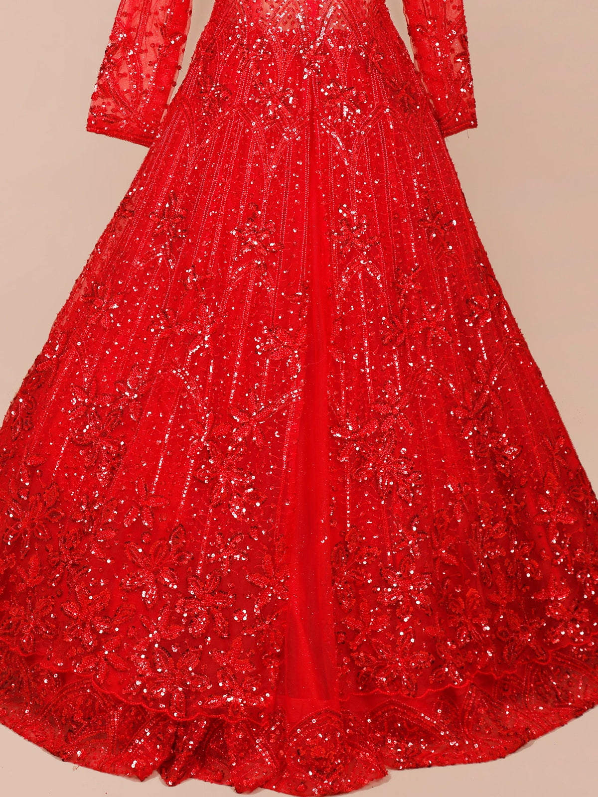 MyFashion KLS-2107 Red Empire Sequence Beads Lehenga