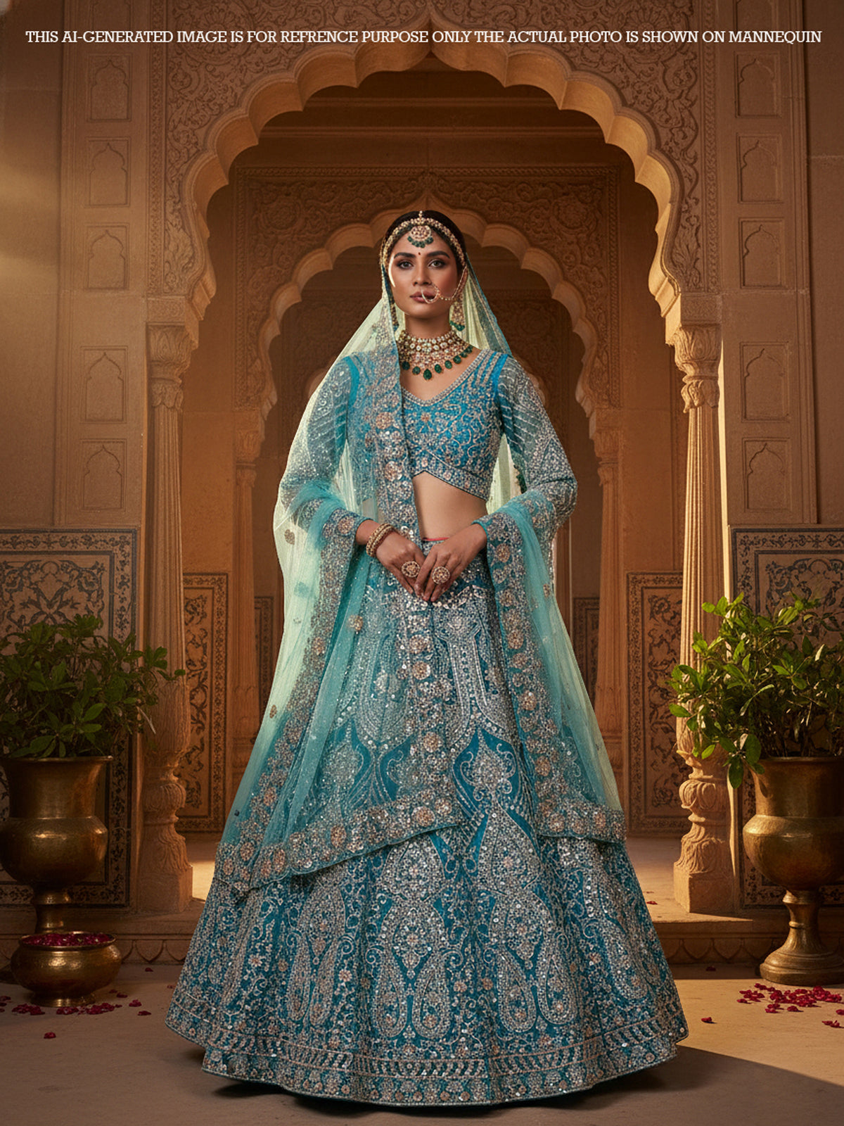 MyFashion KLS-2125 Blue Sapphire Thread Embroidery Lehenga with Sequence
