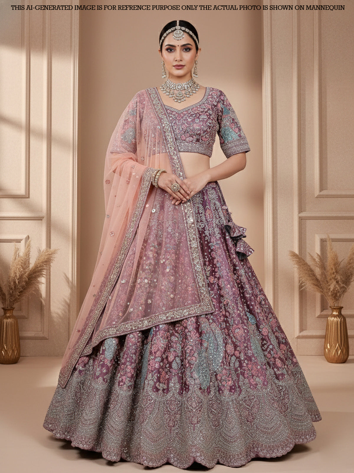 MyFashion KLS-2126 Velvet Multi-Thread Embroidered Lehenga with Jarkan