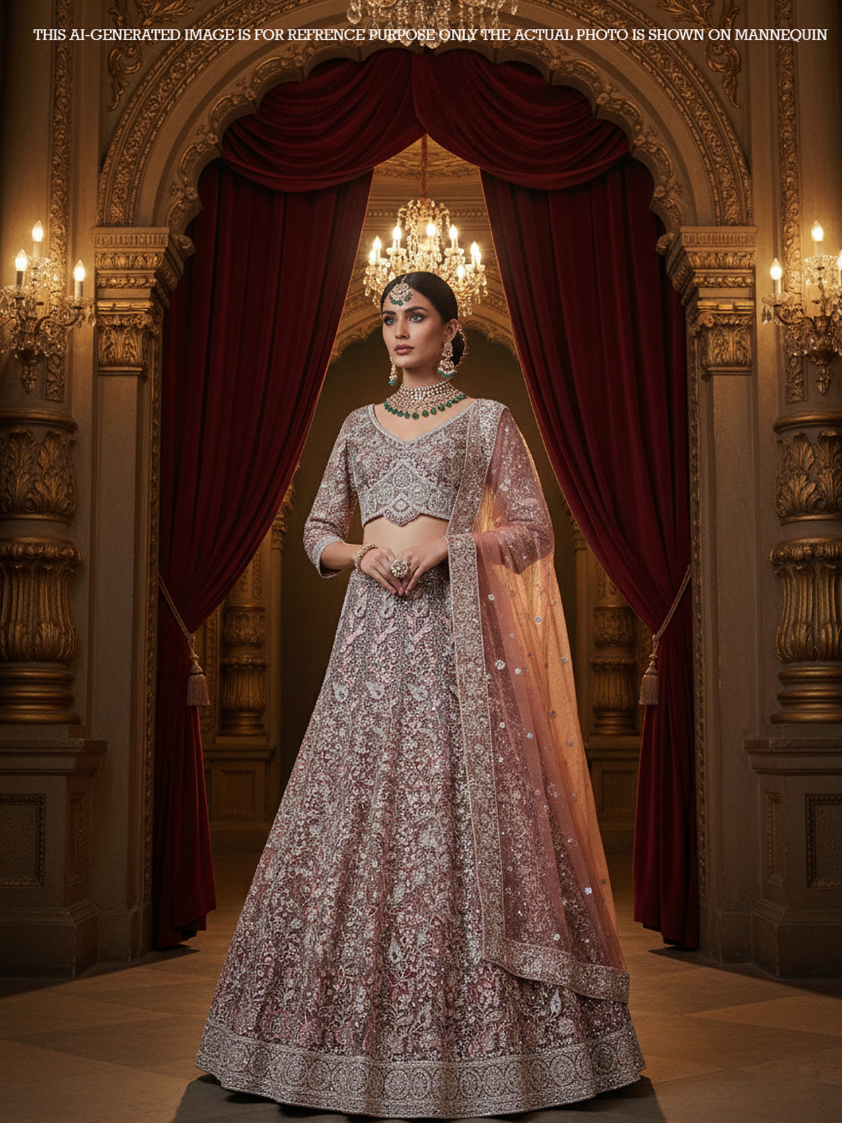 MyFashion KLS-2134 Peach Blush Dynasty Hand-Embellished Designer Lehenga