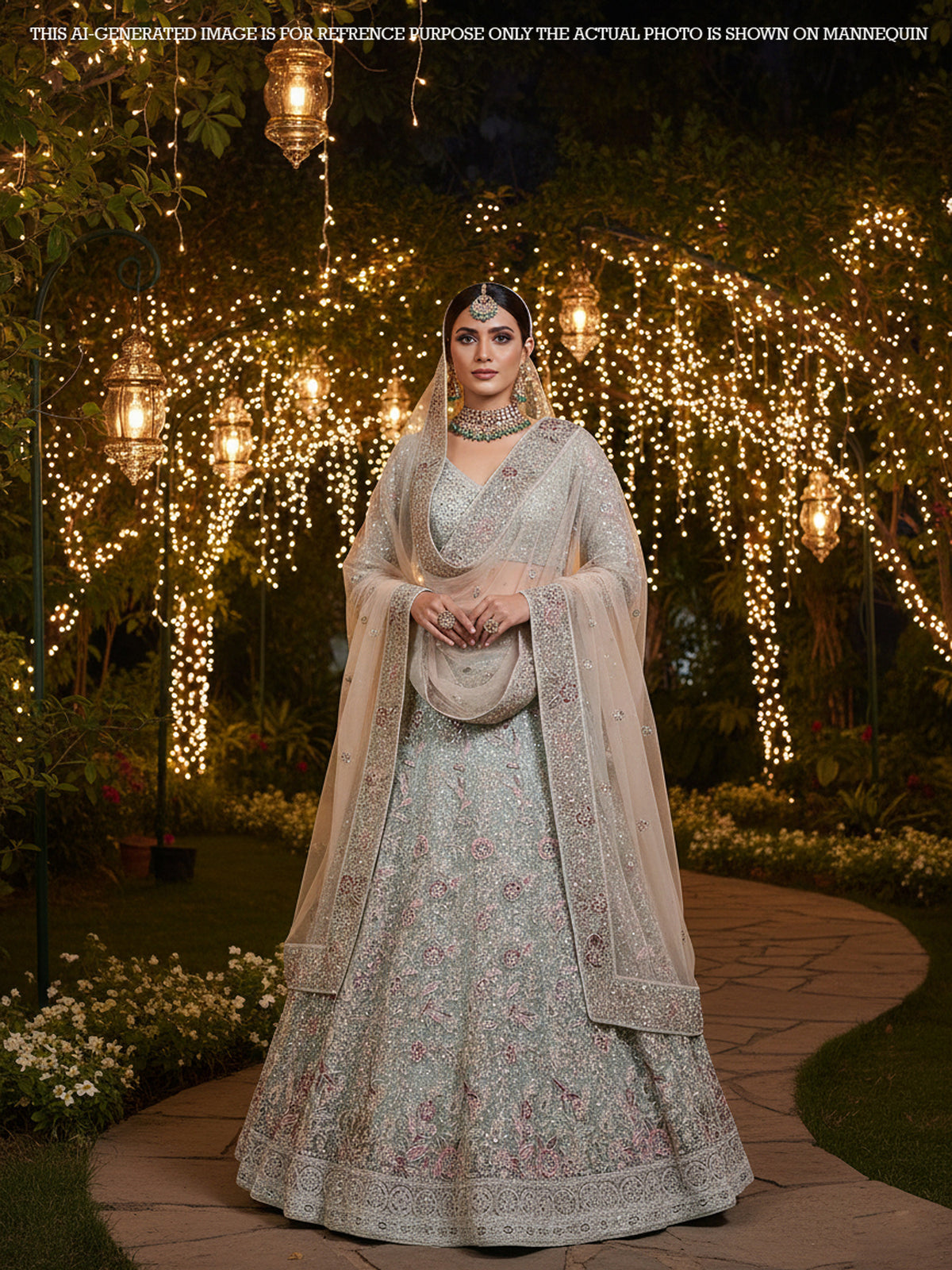 MyFashion KLS-2135 Imperial Silver Legacy Jarkan Crystal Bridal Couture Lehenga