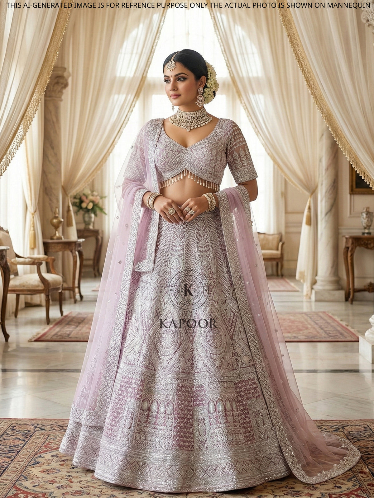 MyFashion KLS-2137 Designer Baby Pink Bridal Lehenga With Net & Jarkan
