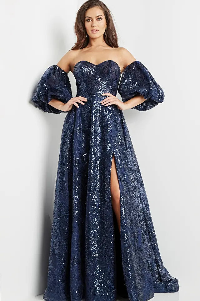 Jovani -22257 Puff Sleeves Sweetheart Evening Dress