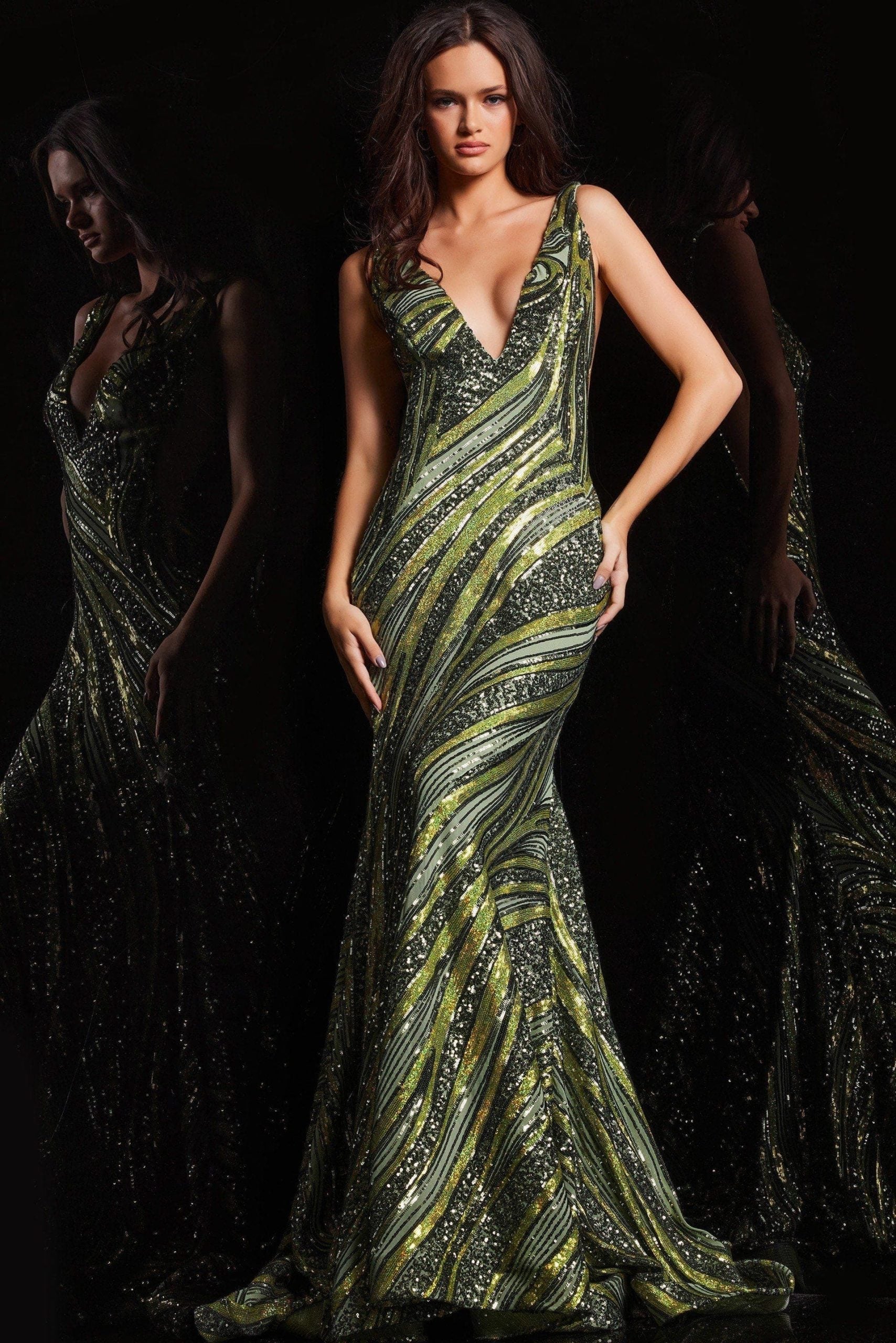 Illusion Sides Sequin Mermaid Dress By Jovani -22314