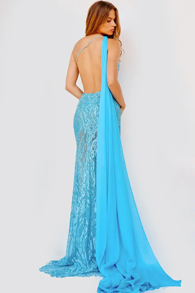 Jovani -22602 Sleeveless Asymmetric High Slit Gown