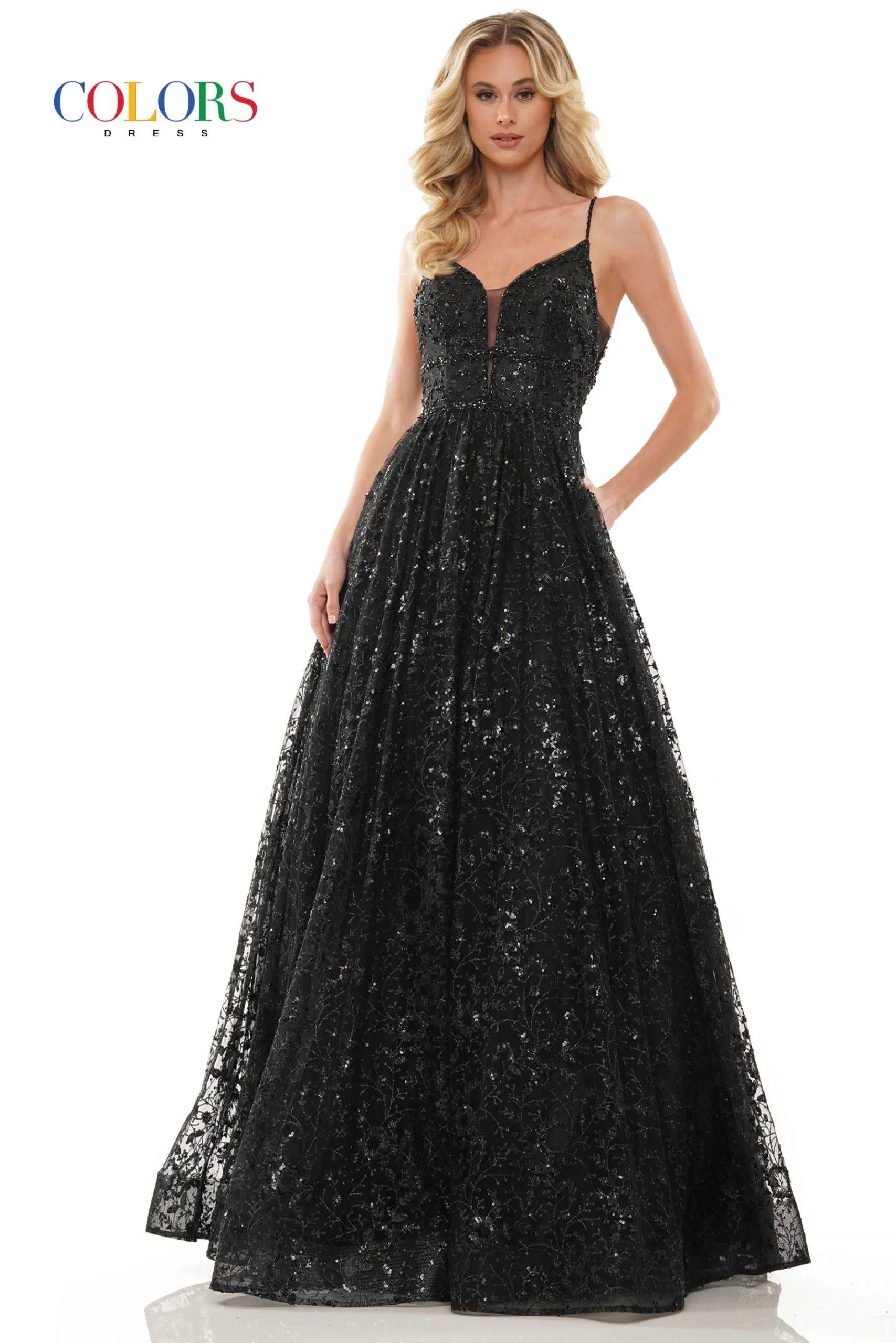 Colors Dress -2288 Beaded Bodice Sequin Ballgown