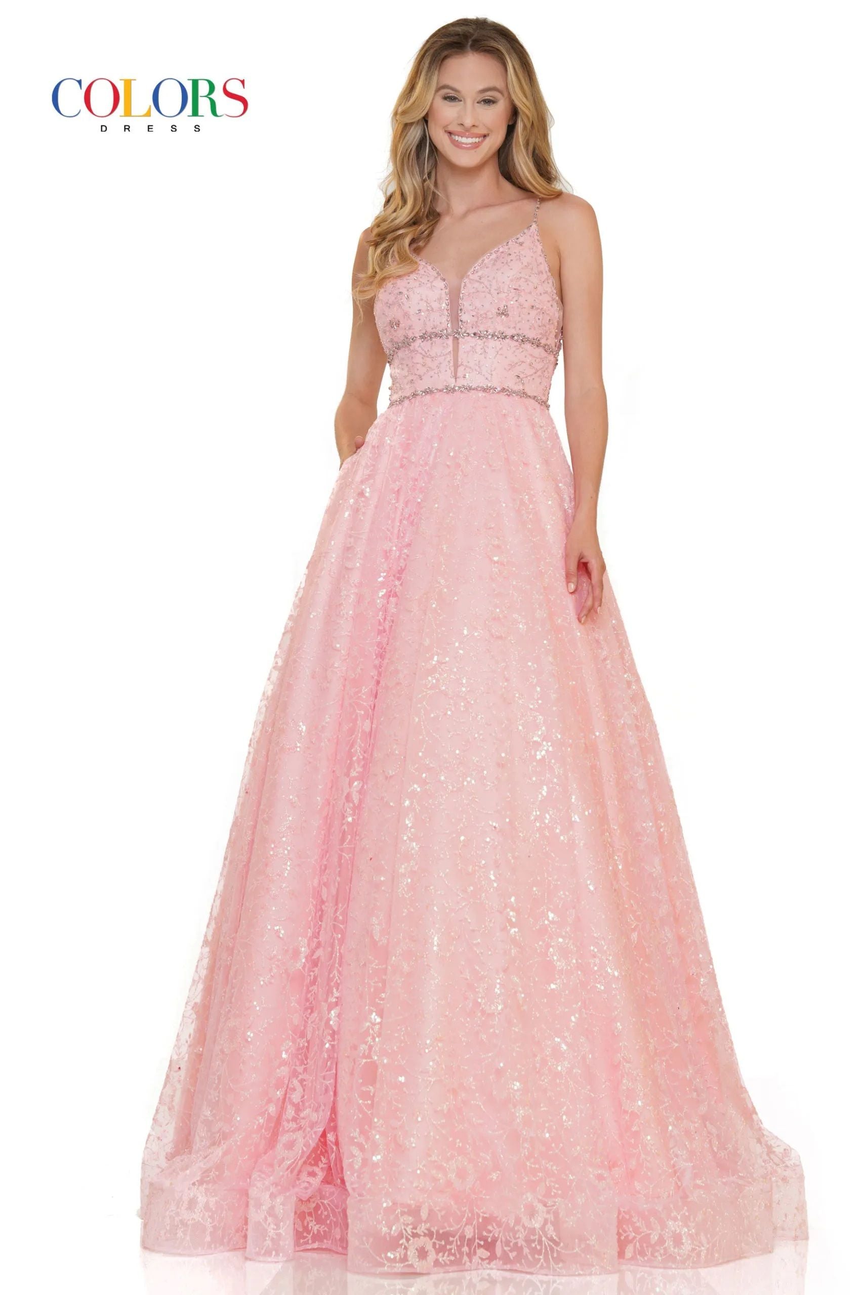 Colors Dress -2288-1 Beaded Bodice Sequin Ballgown