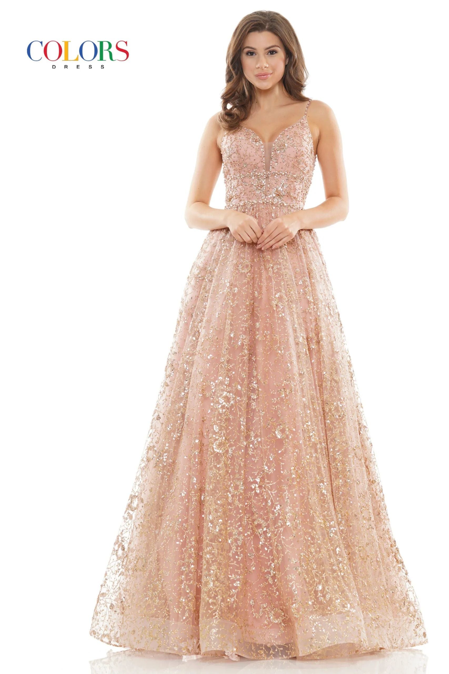 Colors Dress -2288 Beaded Bodice Sequin Ballgown