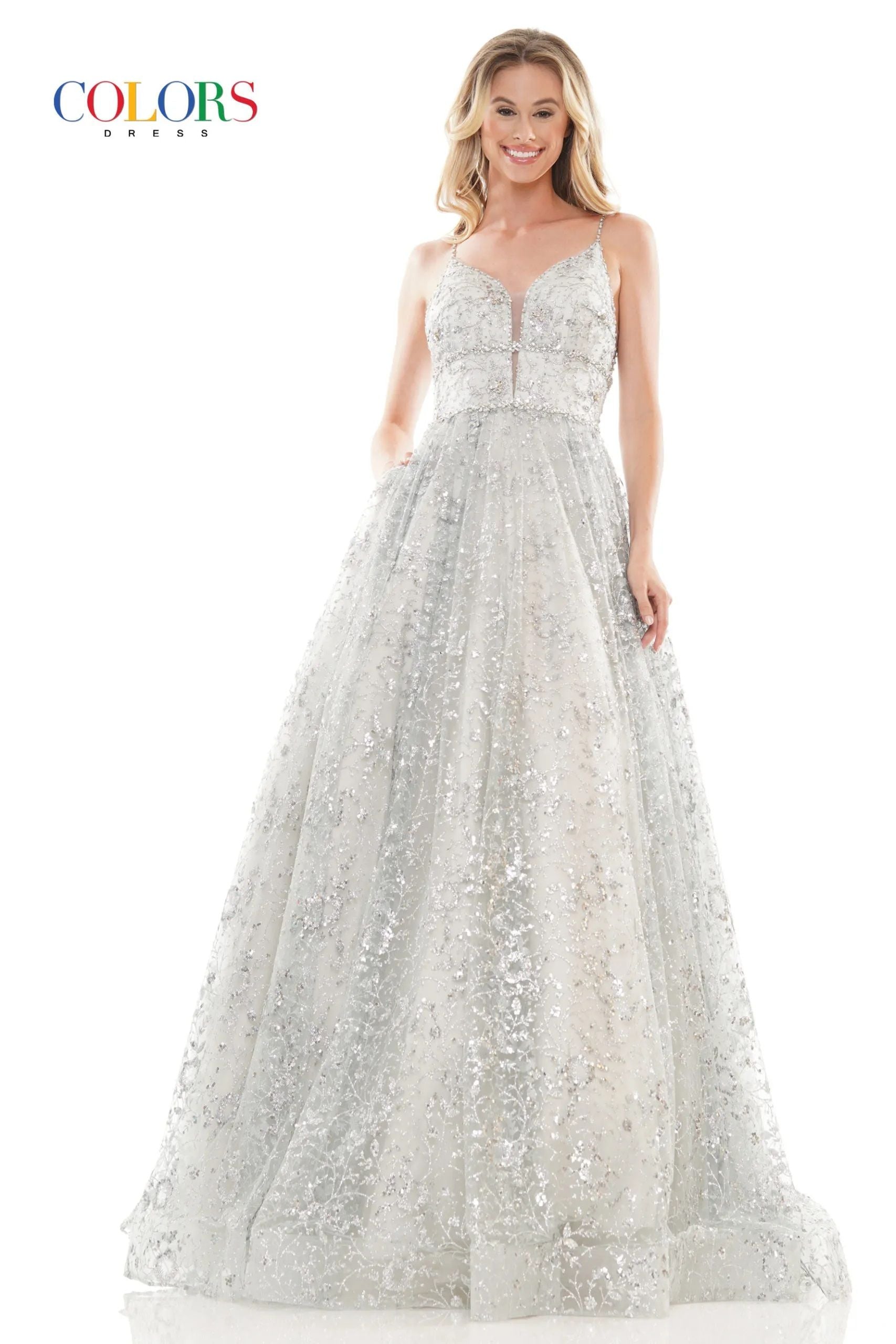 Colors Dress -2288-1 Beaded Bodice Sequin Ballgown