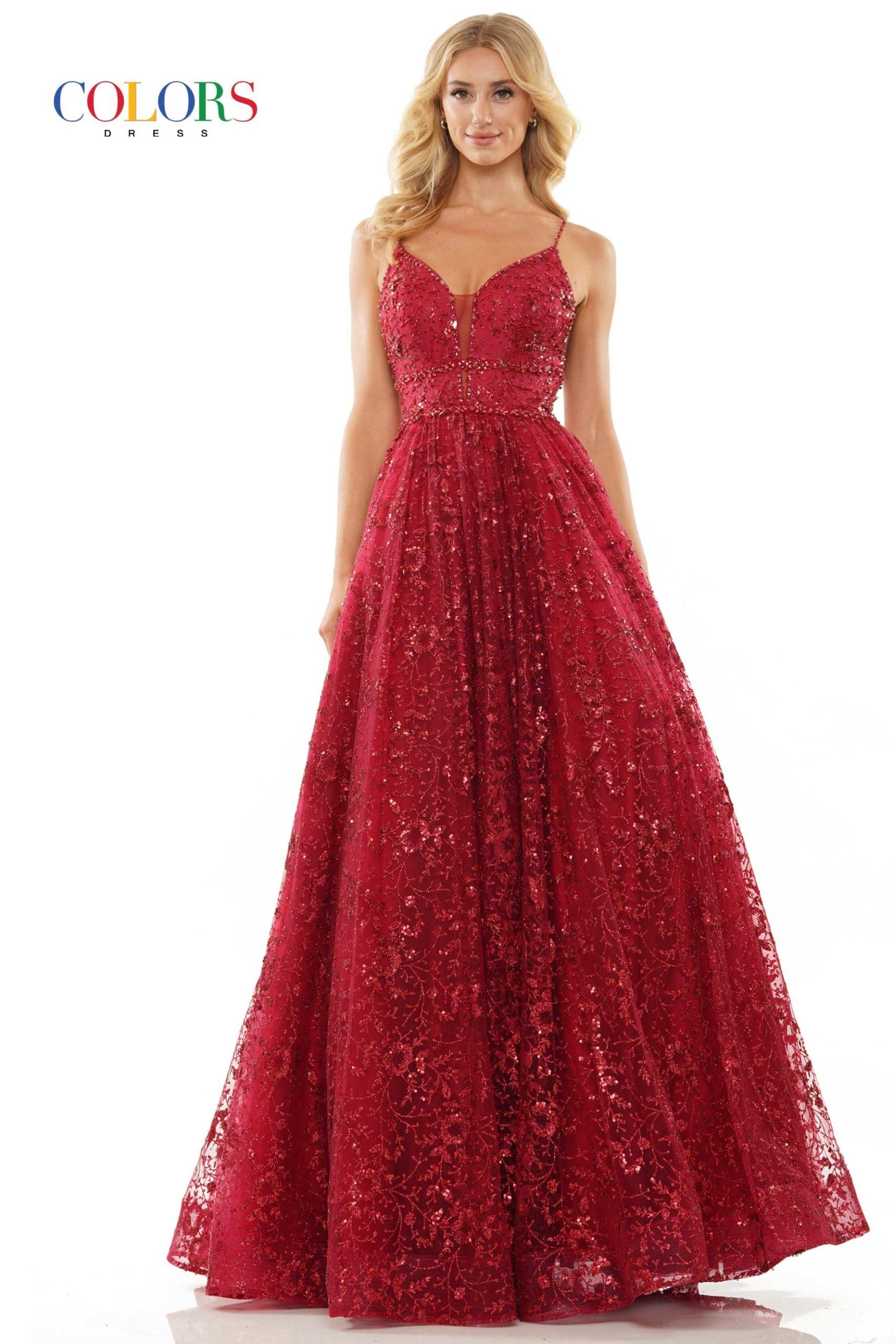 Colors Dress -2288-1 Beaded Bodice Sequin Ballgown