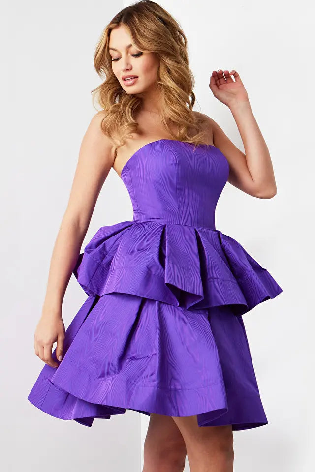 Jovani -22920 Straight Across Layered Cocktail Dress