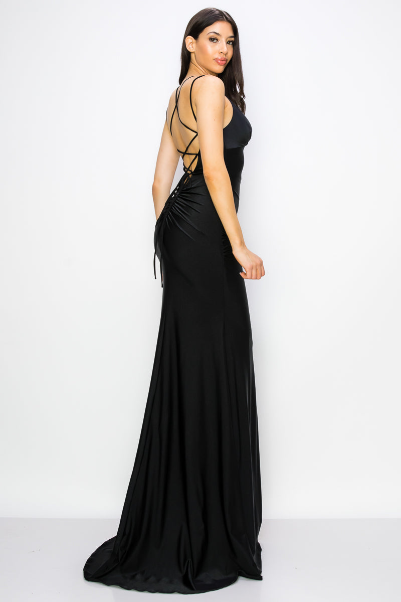 Prima Dress -SA5023205 Lace Up Fitted Prom Sheath Dress