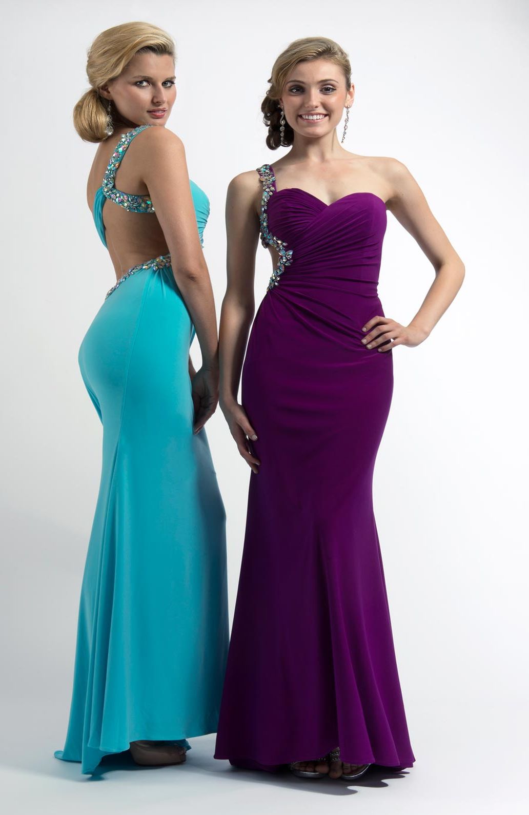 Clarisse -2364 Beaded One Shoulder Jersey Prom Dress