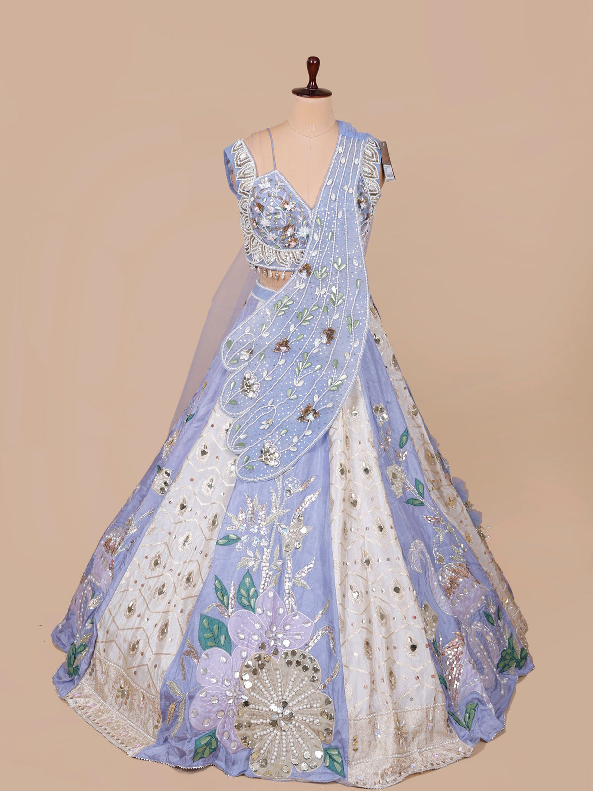 MyFashion KLS-2378 Purple-White Lunar Grace Silk Lehenga with Sequins Bead Handwork