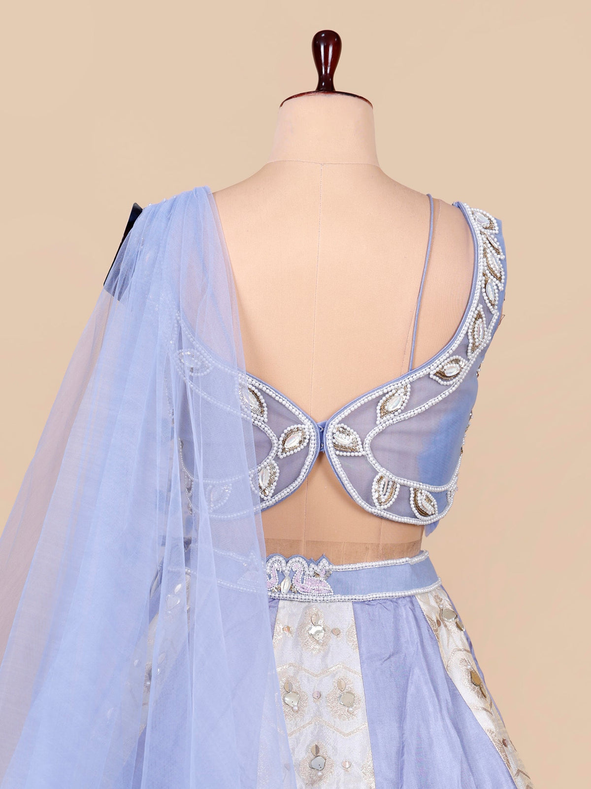 MyFashion KLS-2378 Purple-White Lunar Grace Silk Lehenga with Sequins Bead Handwork