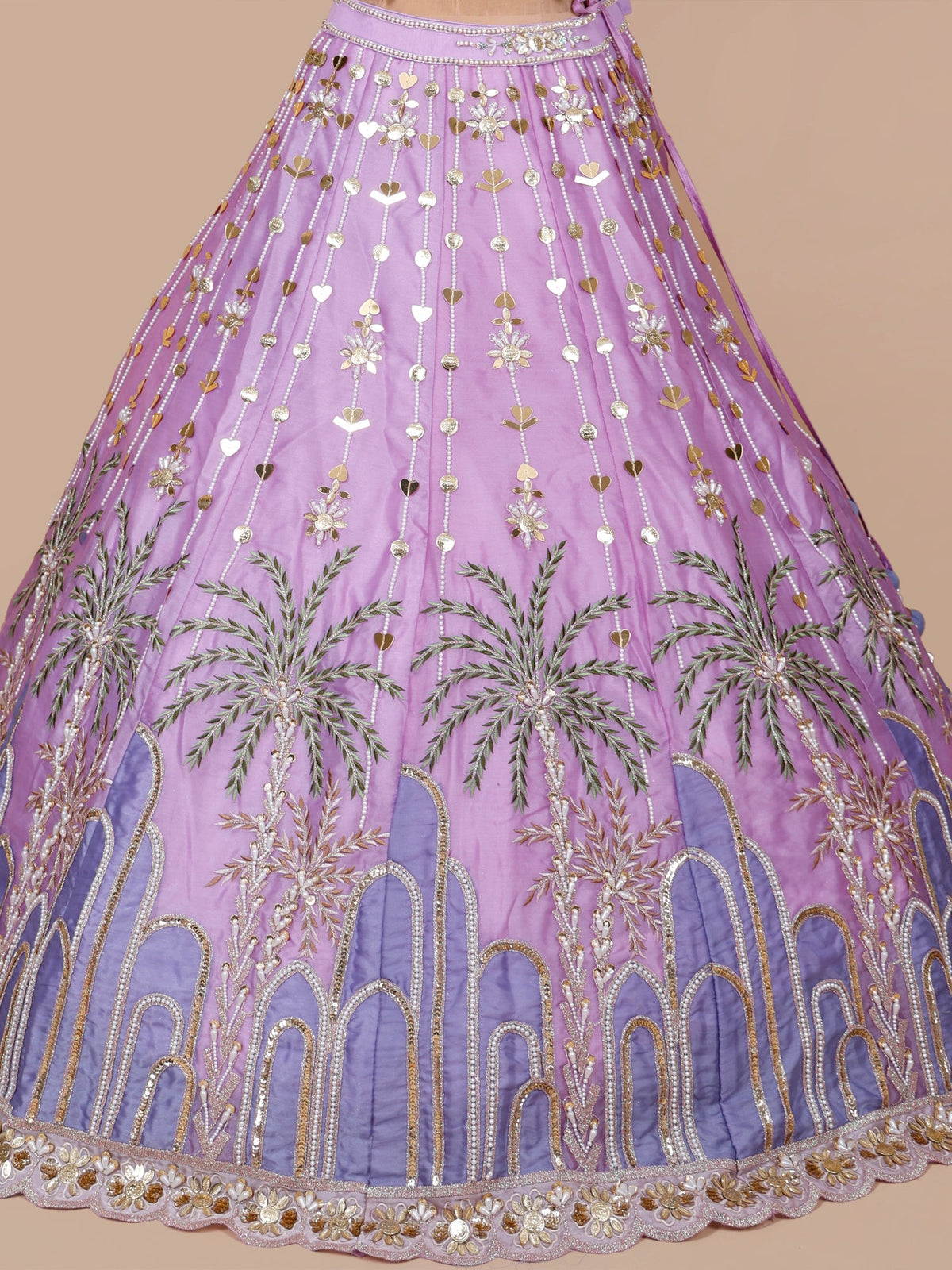 MyFashion KLS-2379 Lavender Silk Lehenga with Beads Pearl Tassel Embellish