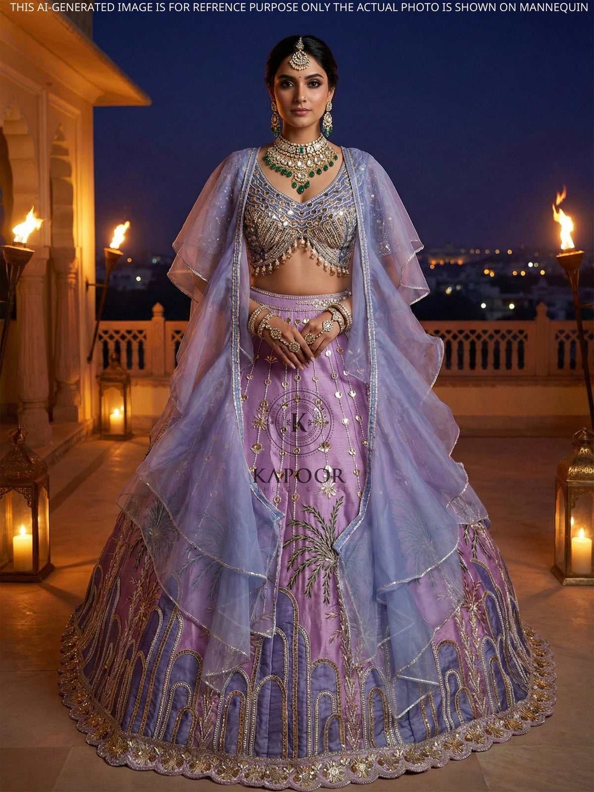 MyFashion KLS-2379 Lavender Silk Lehenga with Beads Pearl Tassel Embellish