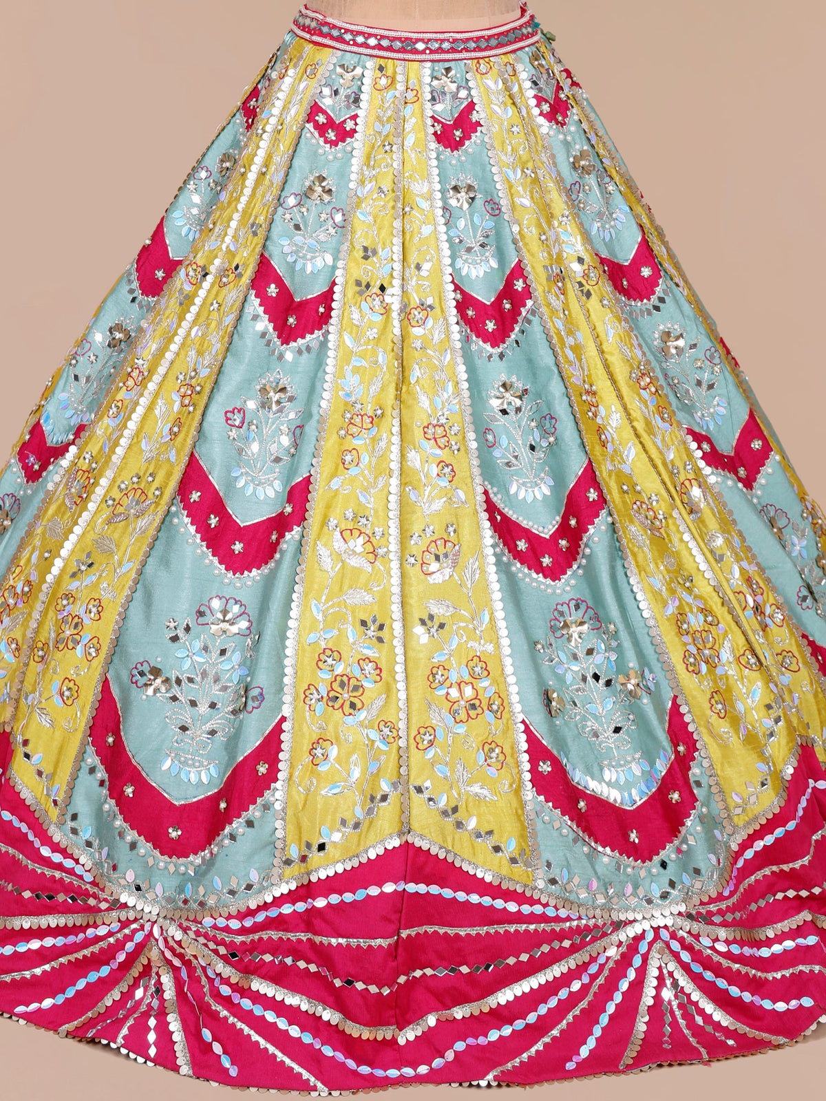 MyFashion KLS-2381 Rang-e-Noor Multi Pearl Tassel Silk Lehenga