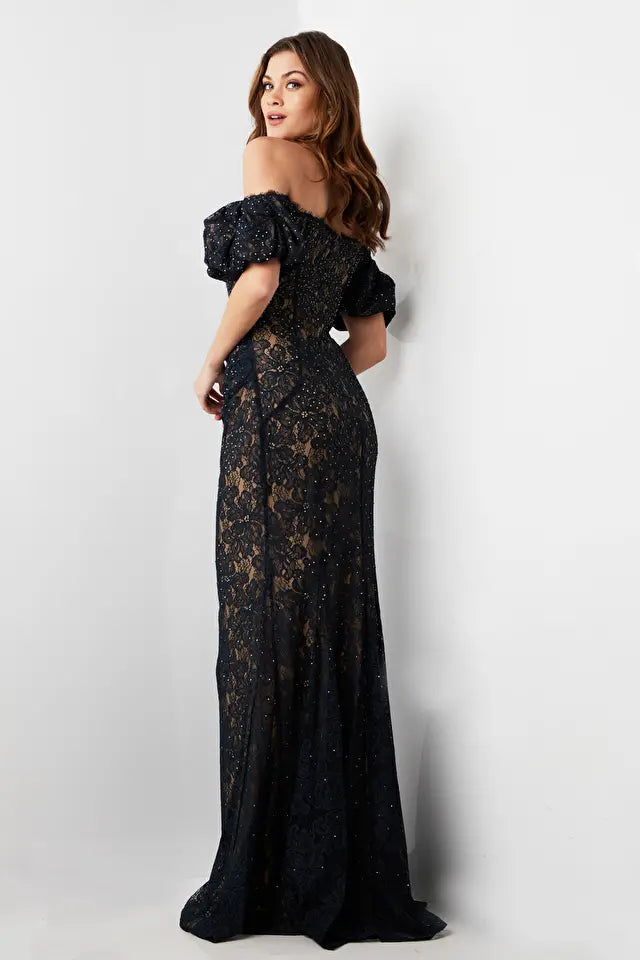 Jovani -23813 Off-Shoulder Lace Evening Gown