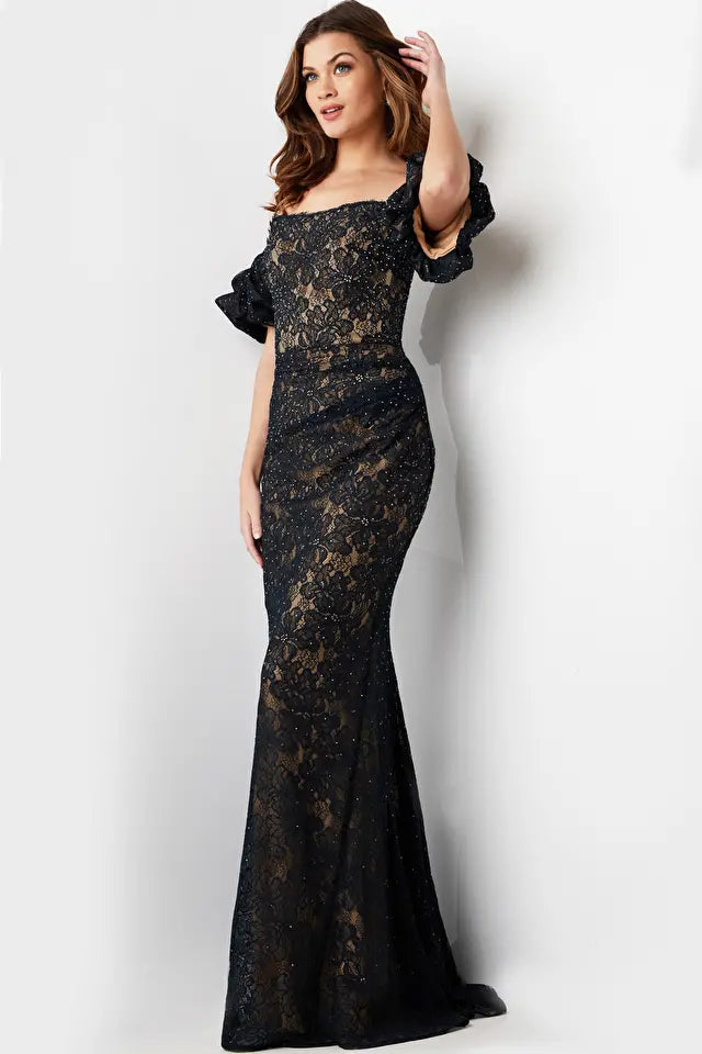 Jovani -23813 Off-Shoulder Lace Evening Gown