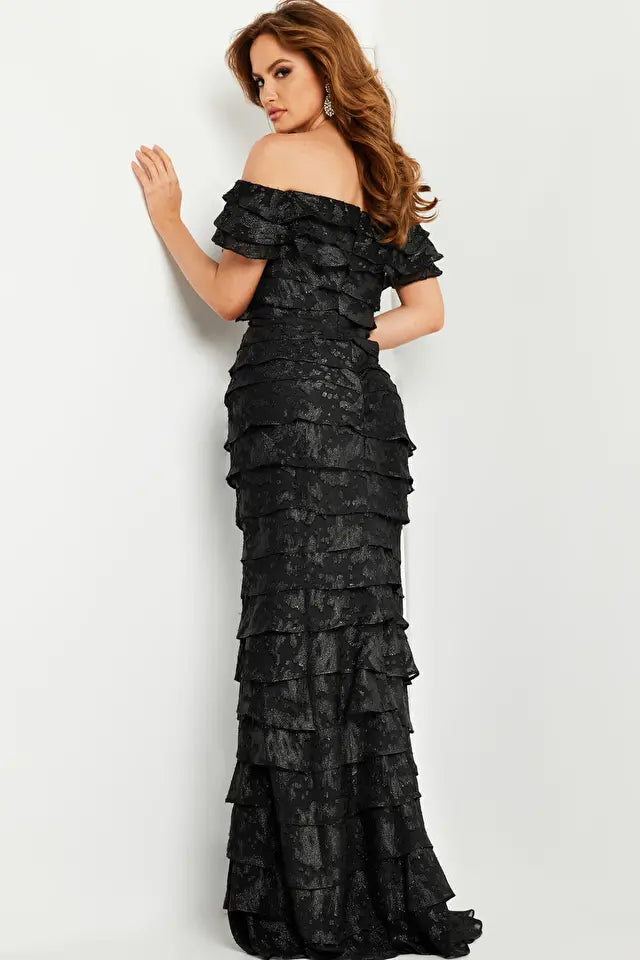 Jovani -23890 Off-Shoulder Layered Evening Gown