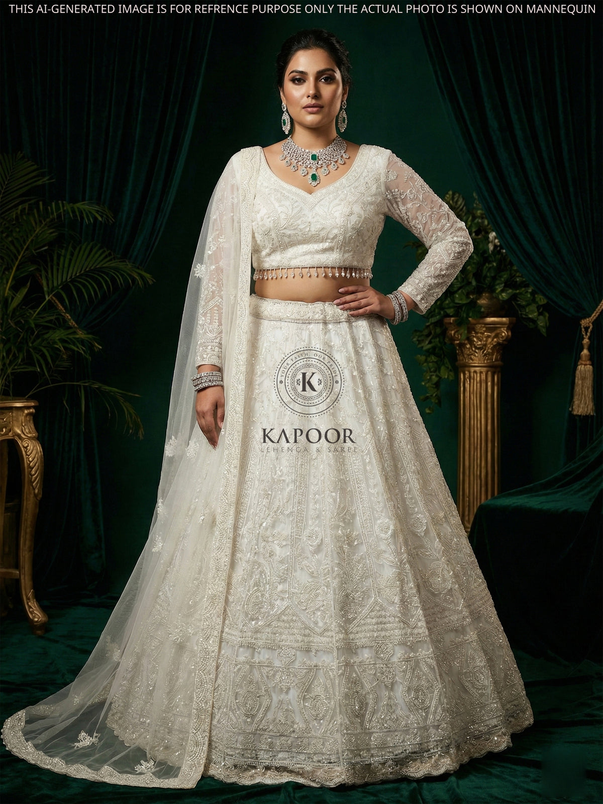 MyFashion KLS-2389 Diamond Mist White Lehenga Adorned with Thread Work