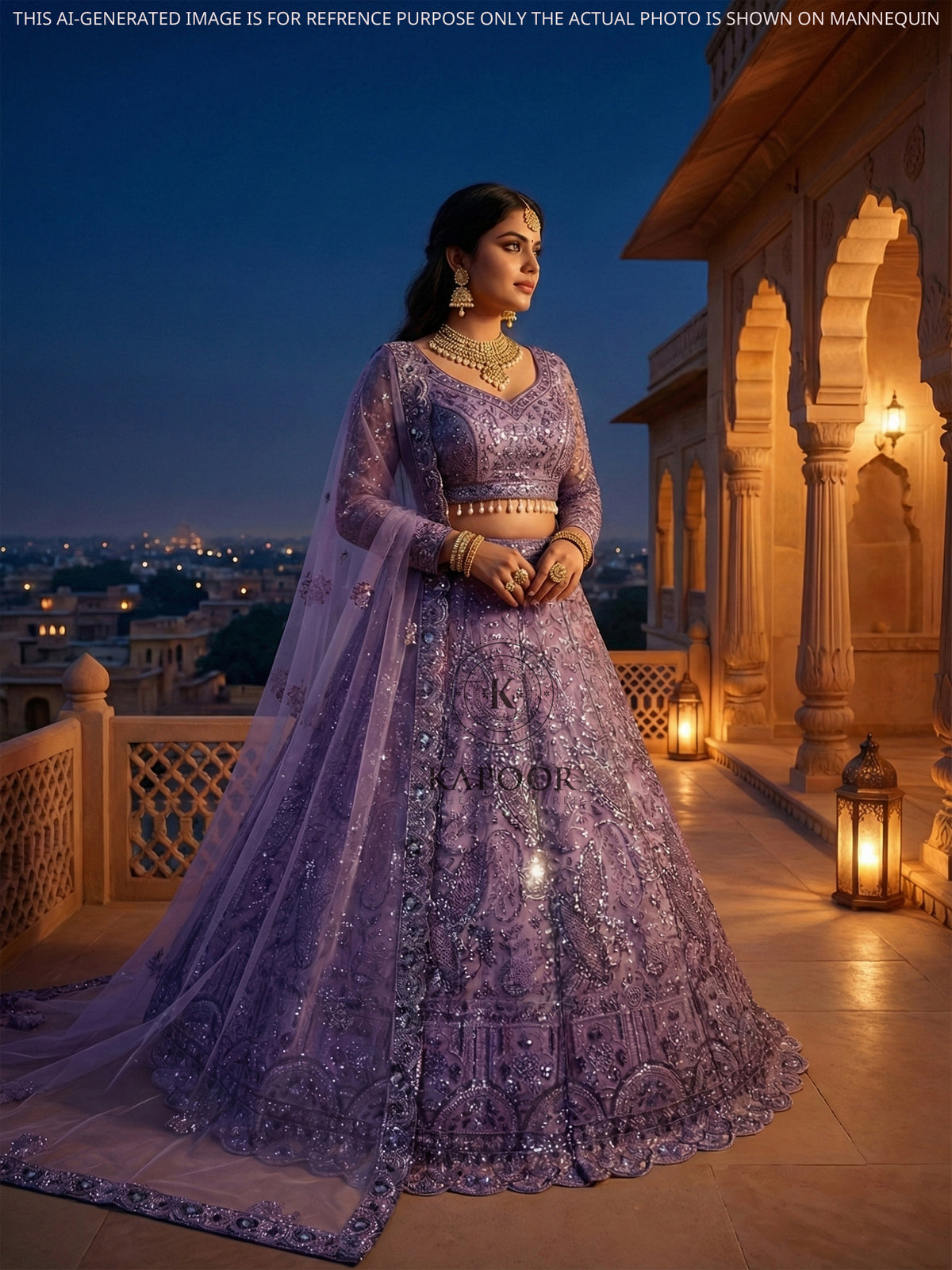 MyFashion KLS-2390 Orchid Reverie Purple Net Lehenga with Beads & Thread Craft