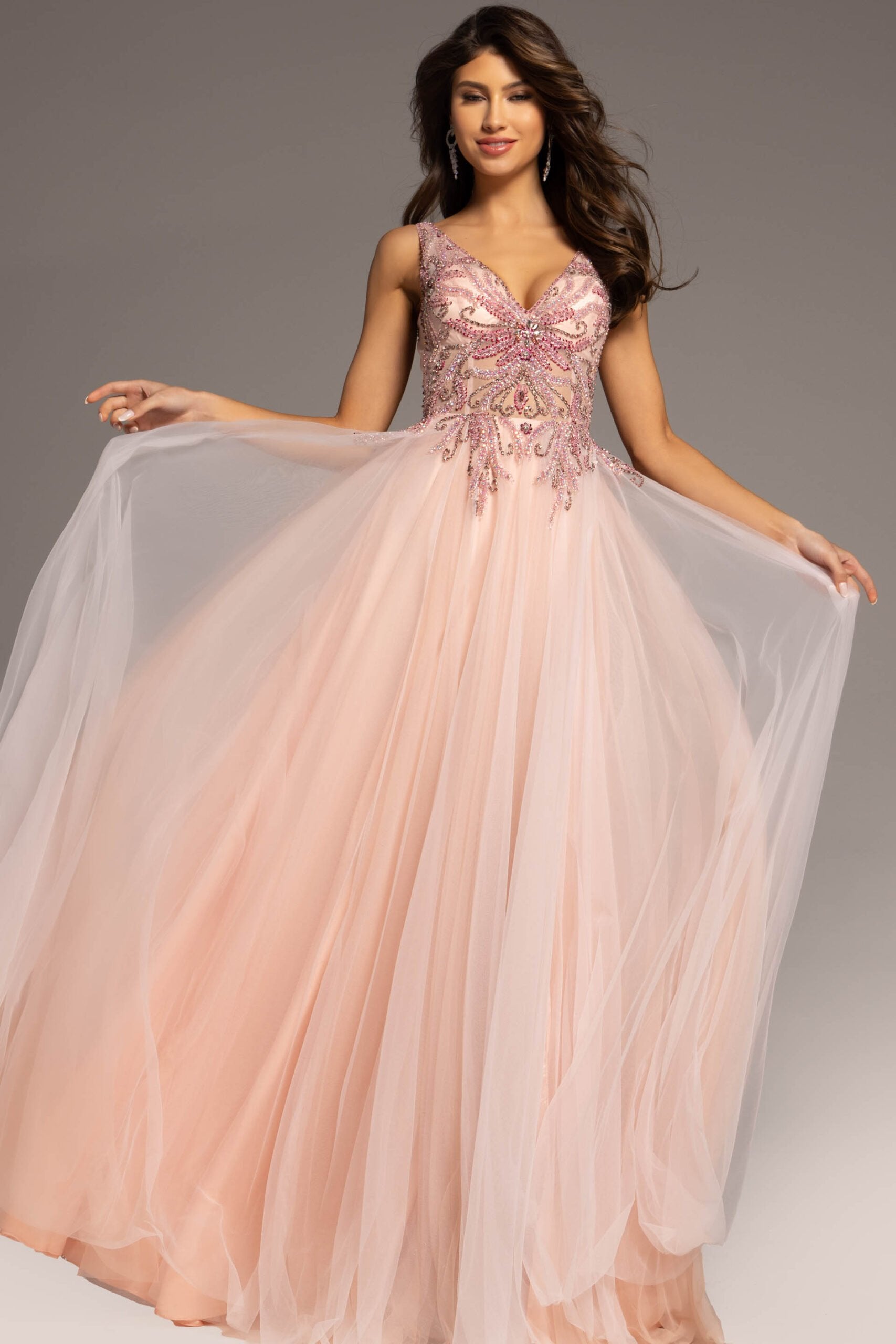 Jovani -23962 Beaded Illusion High Slit Ballgown