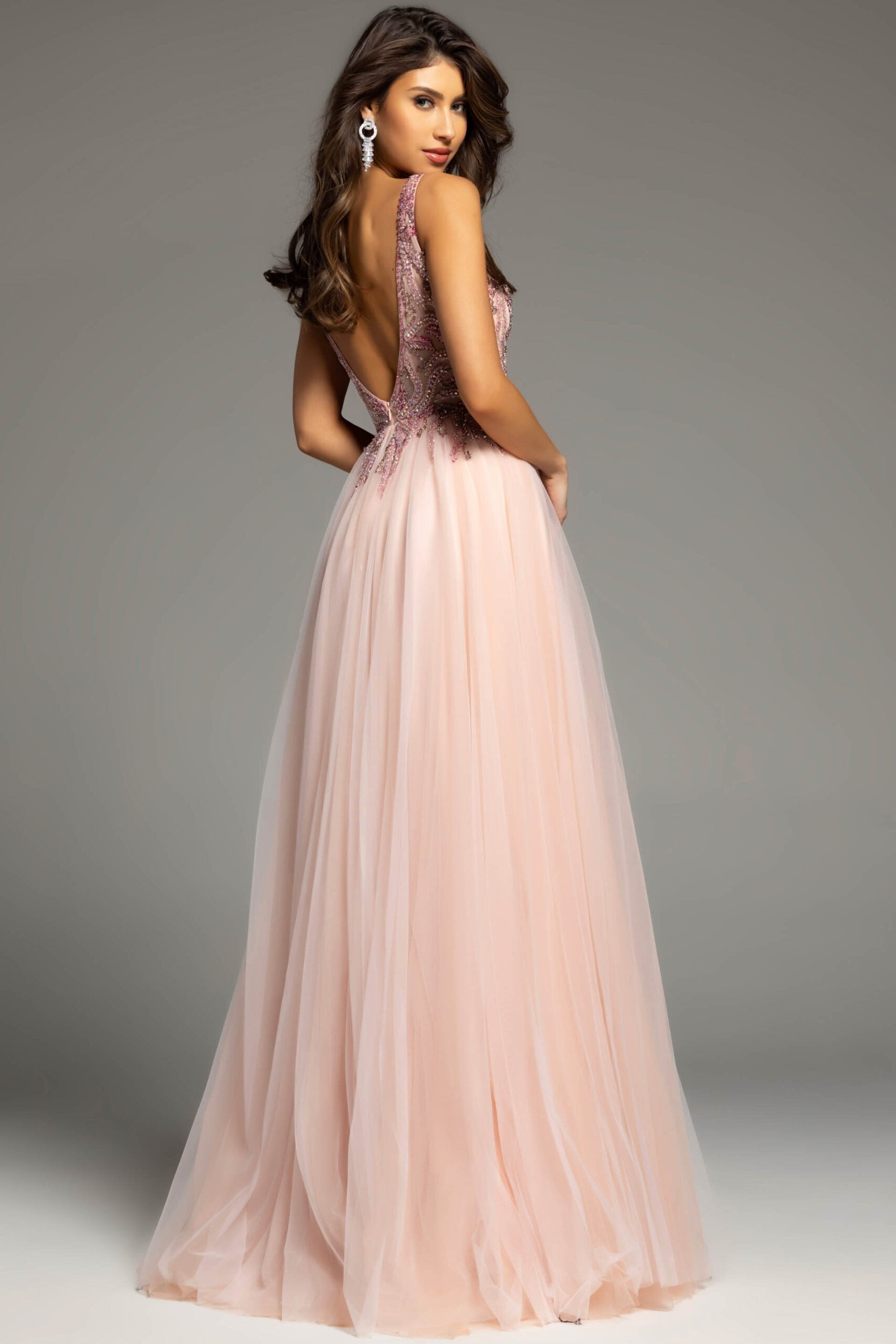 Jovani -23962 Beaded Illusion High Slit Ballgown