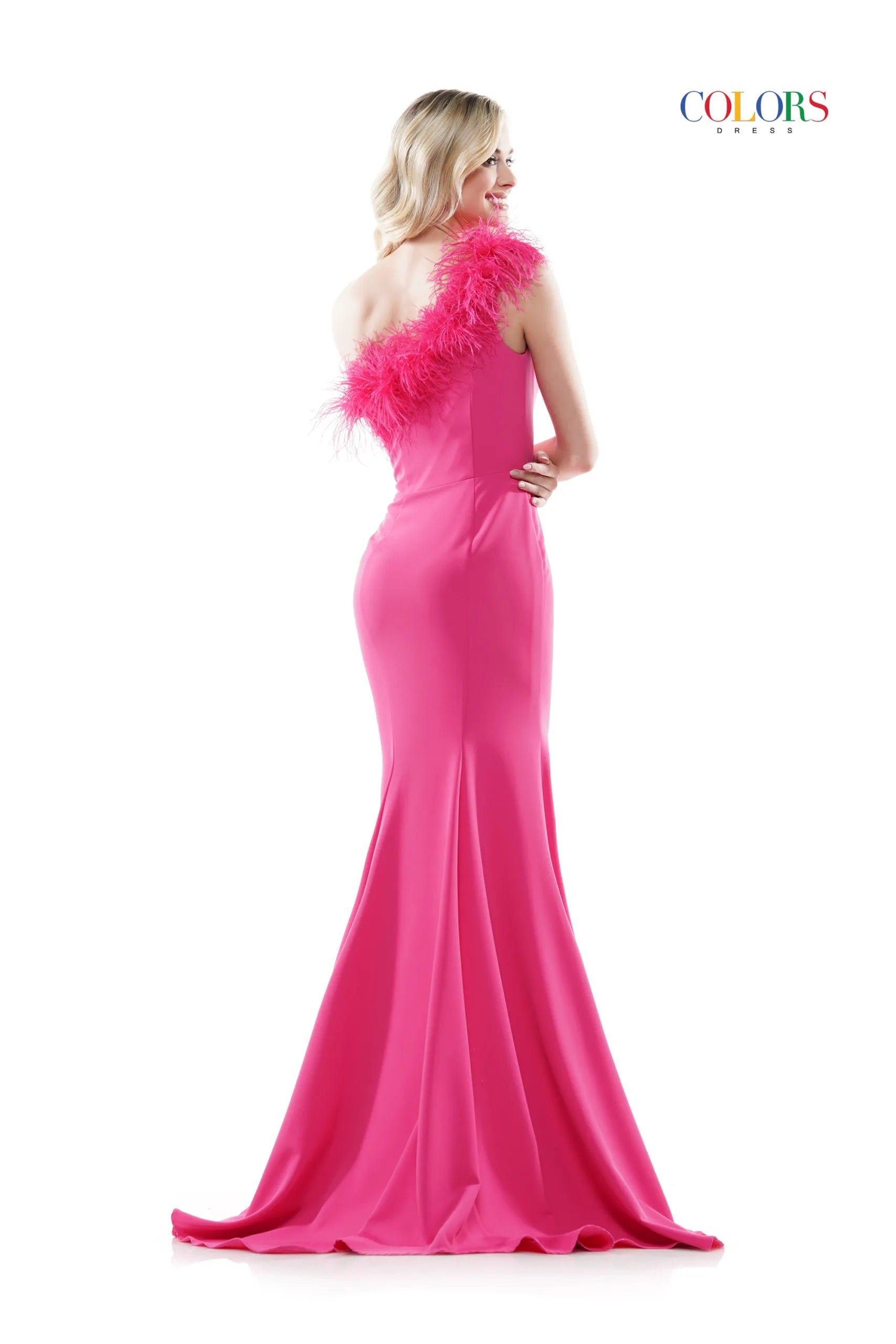 Colors Dress -2405 One-Shoulder Slit Mermaid Dress