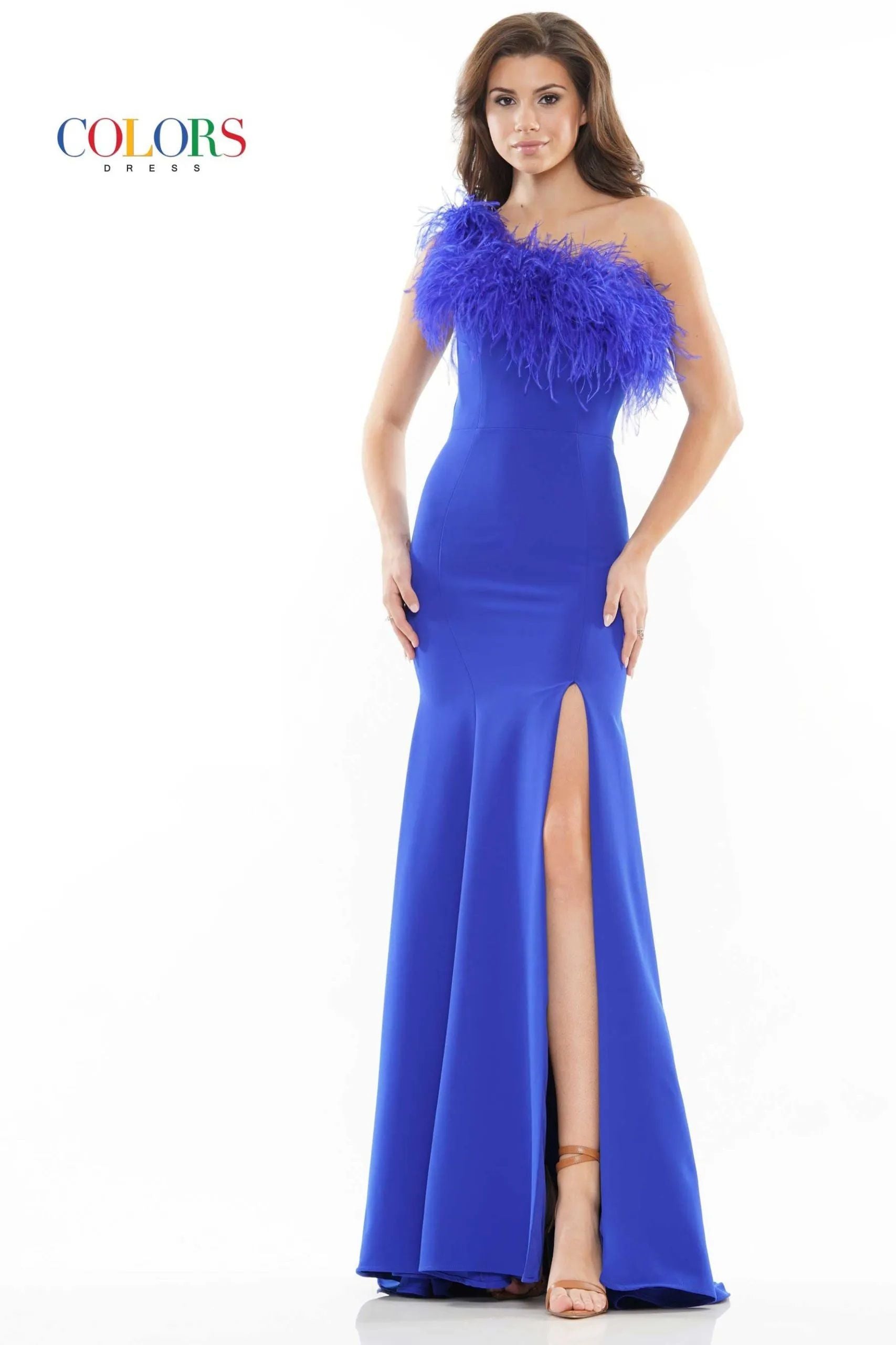 Colors Dress -2405 One-Shoulder Slit Mermaid Dress