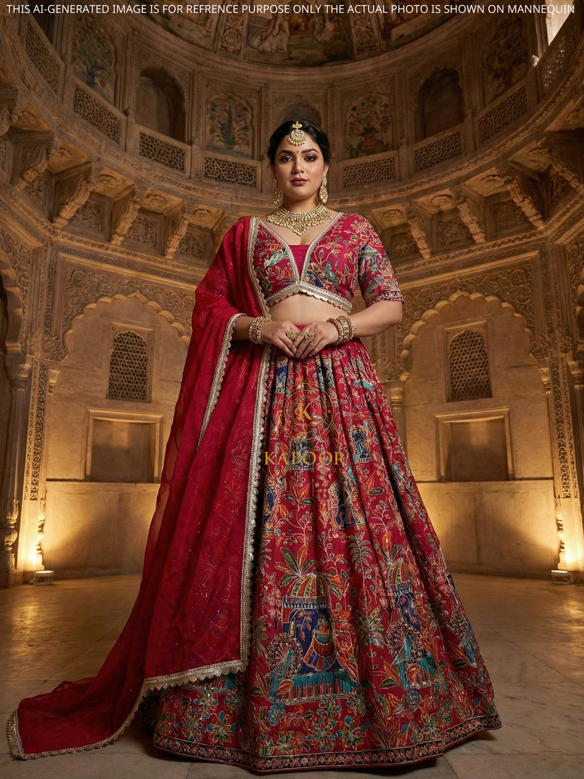 MyFashion KLS-2420 Pink Mirage Crepe Silk Lehenga Featuring Intricate Kashmiri Gota