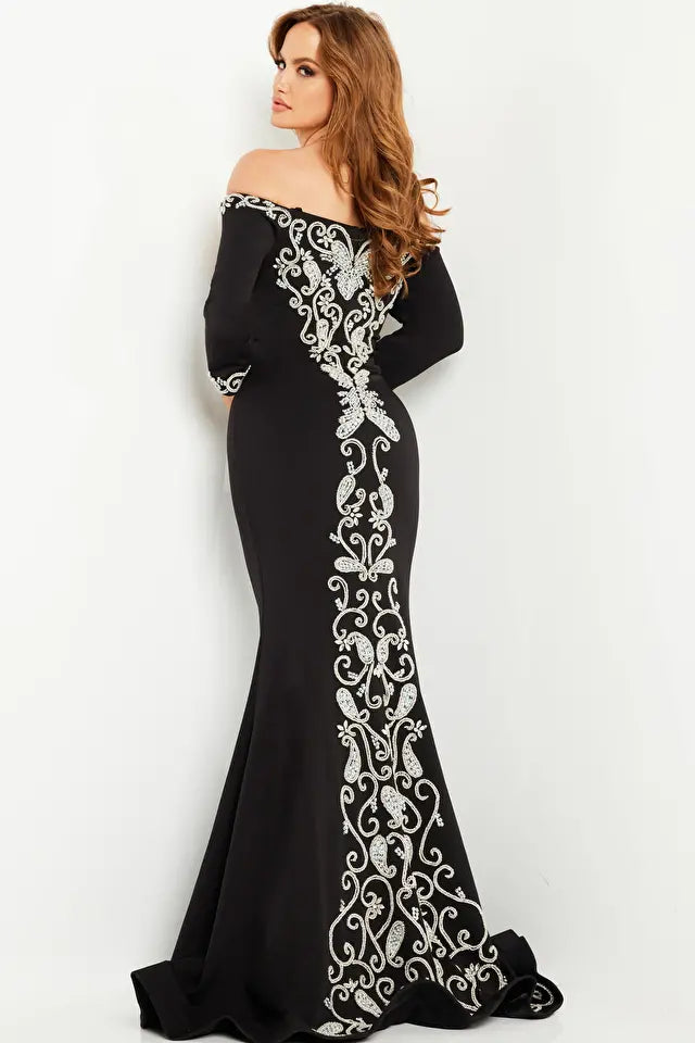 Jovani -24328 Off-Shoulder Embellished Sheath Dress