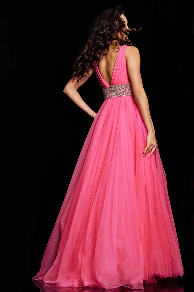 Jovani -24564 Sleeveless Tulle A-Line Prom Dress