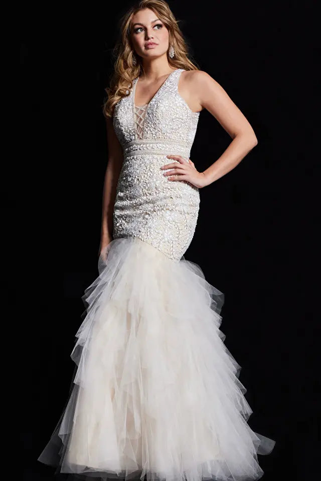 Jovani -25854 Embellished Fit and Flare Gown