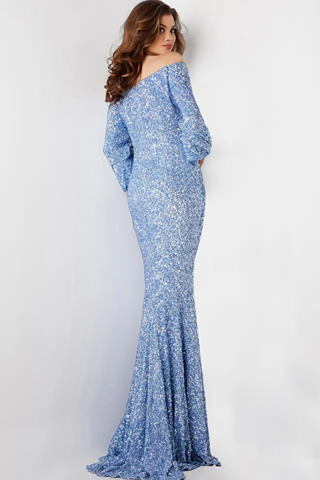 Jovani -25949 Off-Shoulder Straight Sequin Formal Dress
