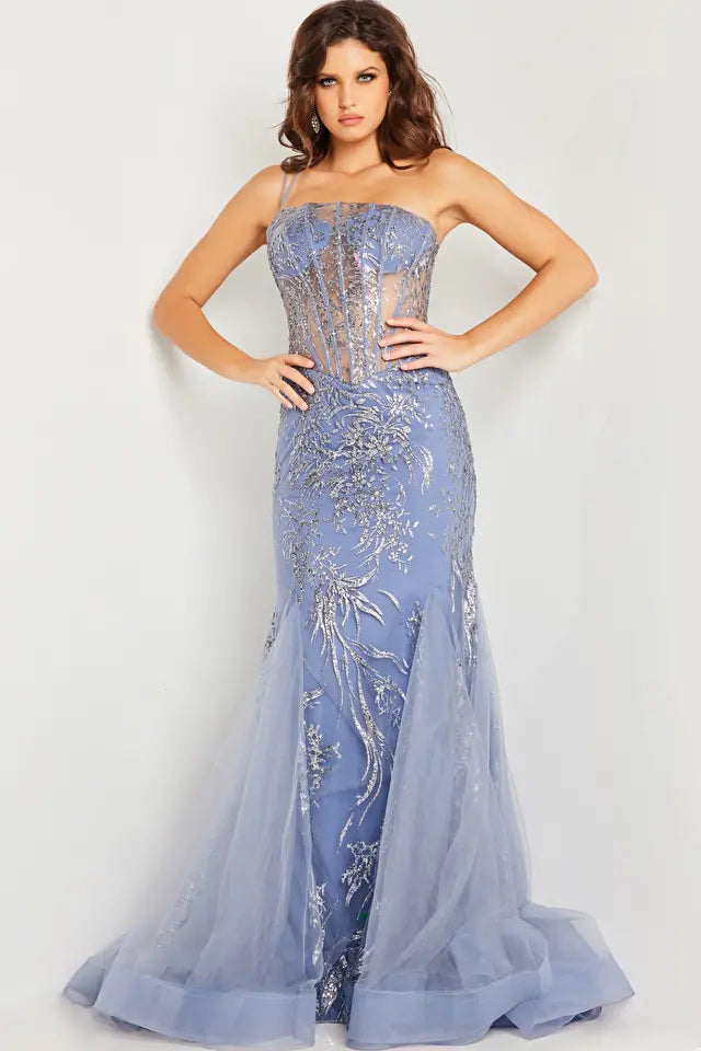 Jovani -26112 Glittery Sheer Corset Prom Dress